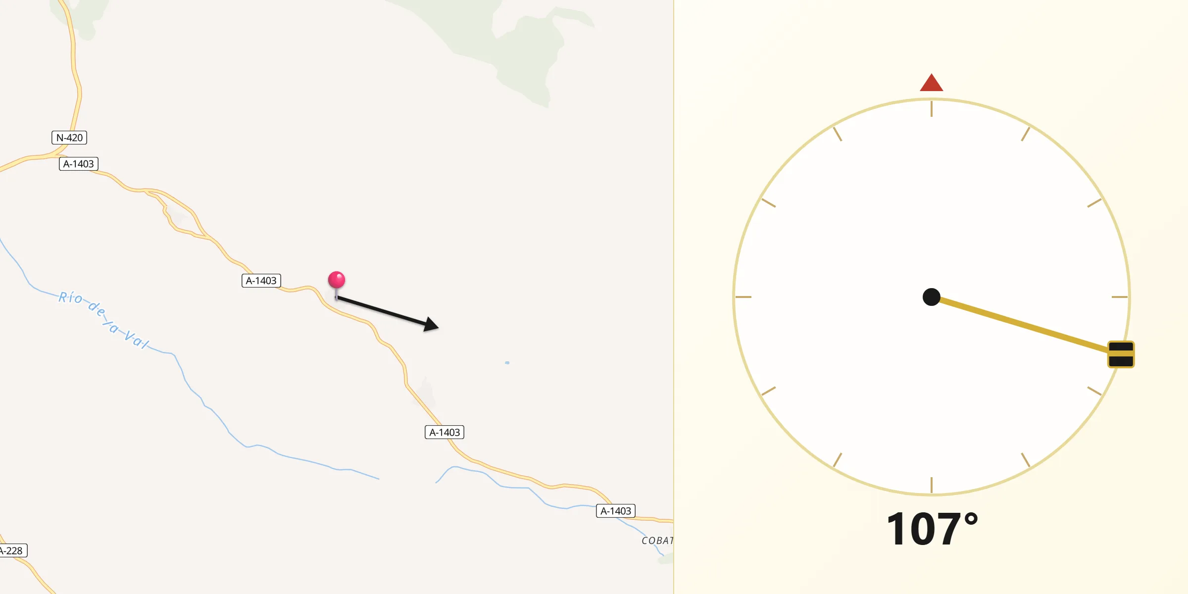 Dirección de la Qibla desde Jarque de la Val