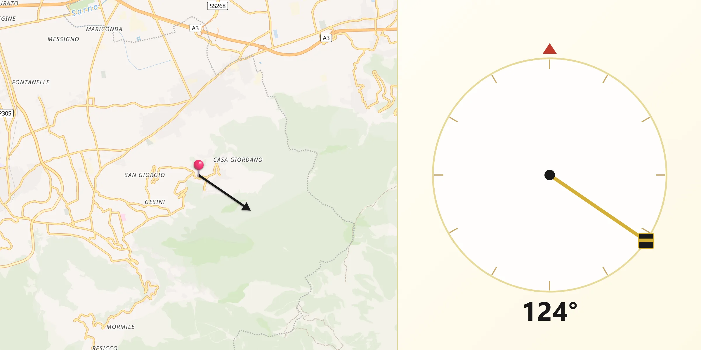 Direzione della Qibla da Lettere