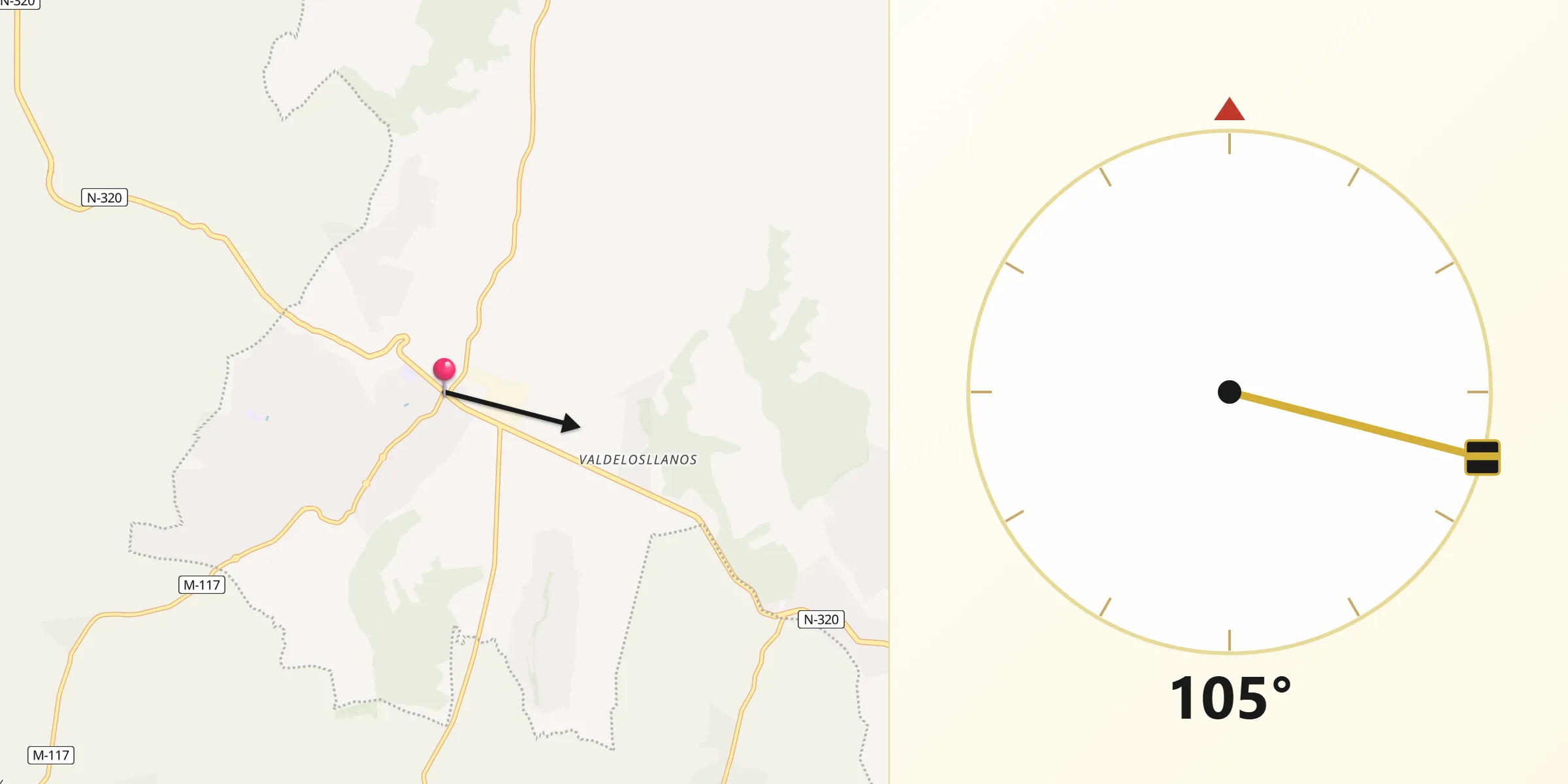 Dirección de la Qibla desde El Casar