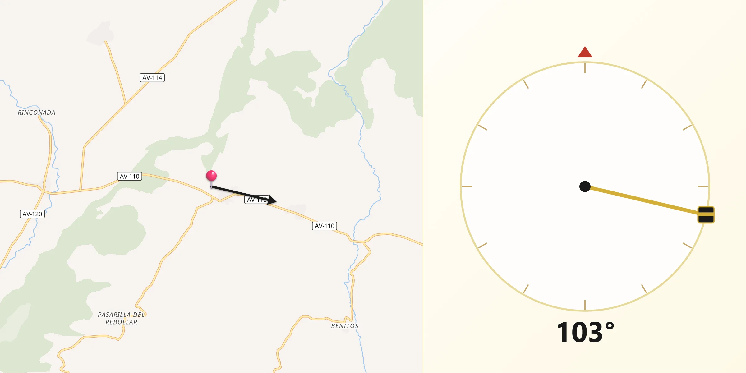 Dirección de la Qibla desde Cillán