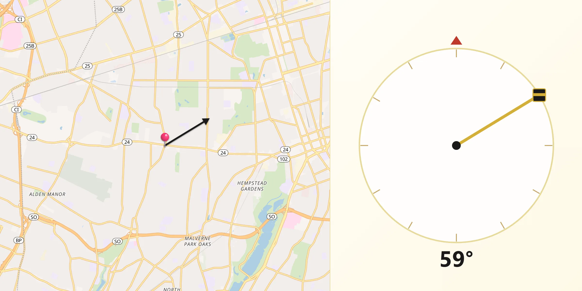 Qibla Direction from Franklin Square