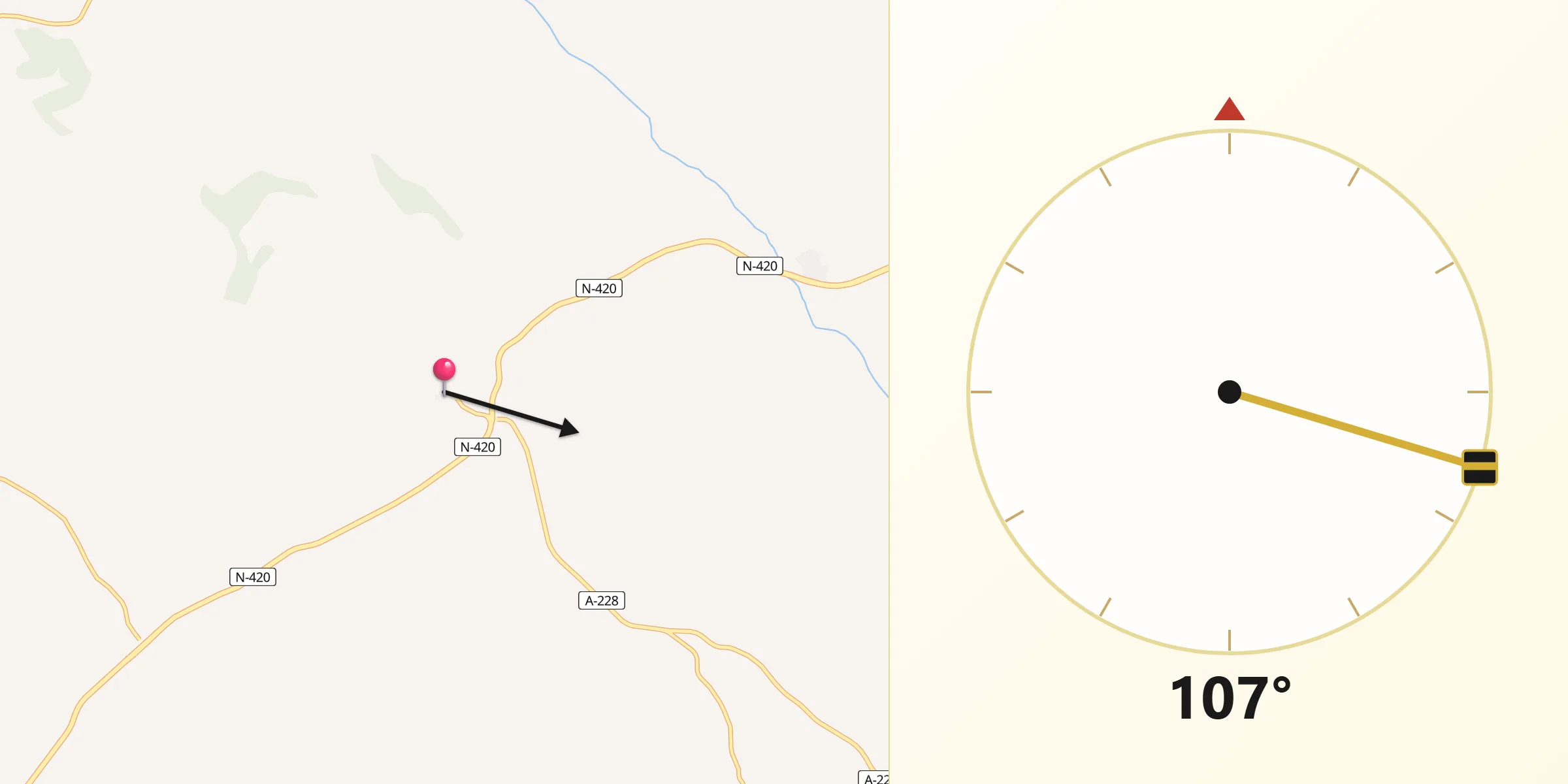 Dirección de la Qibla desde Cañada Vellida