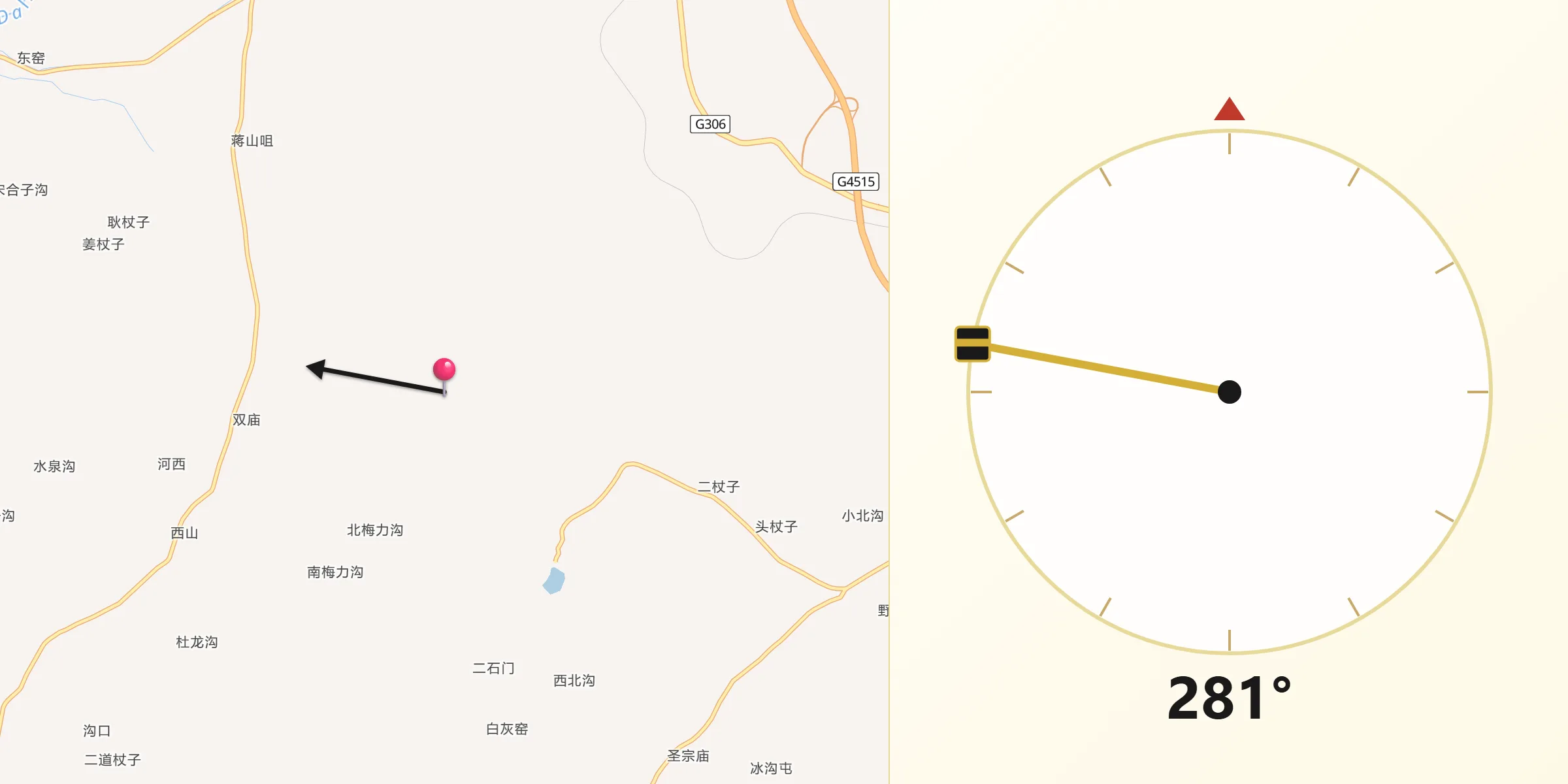 从Jianchang朝向麦加的方向