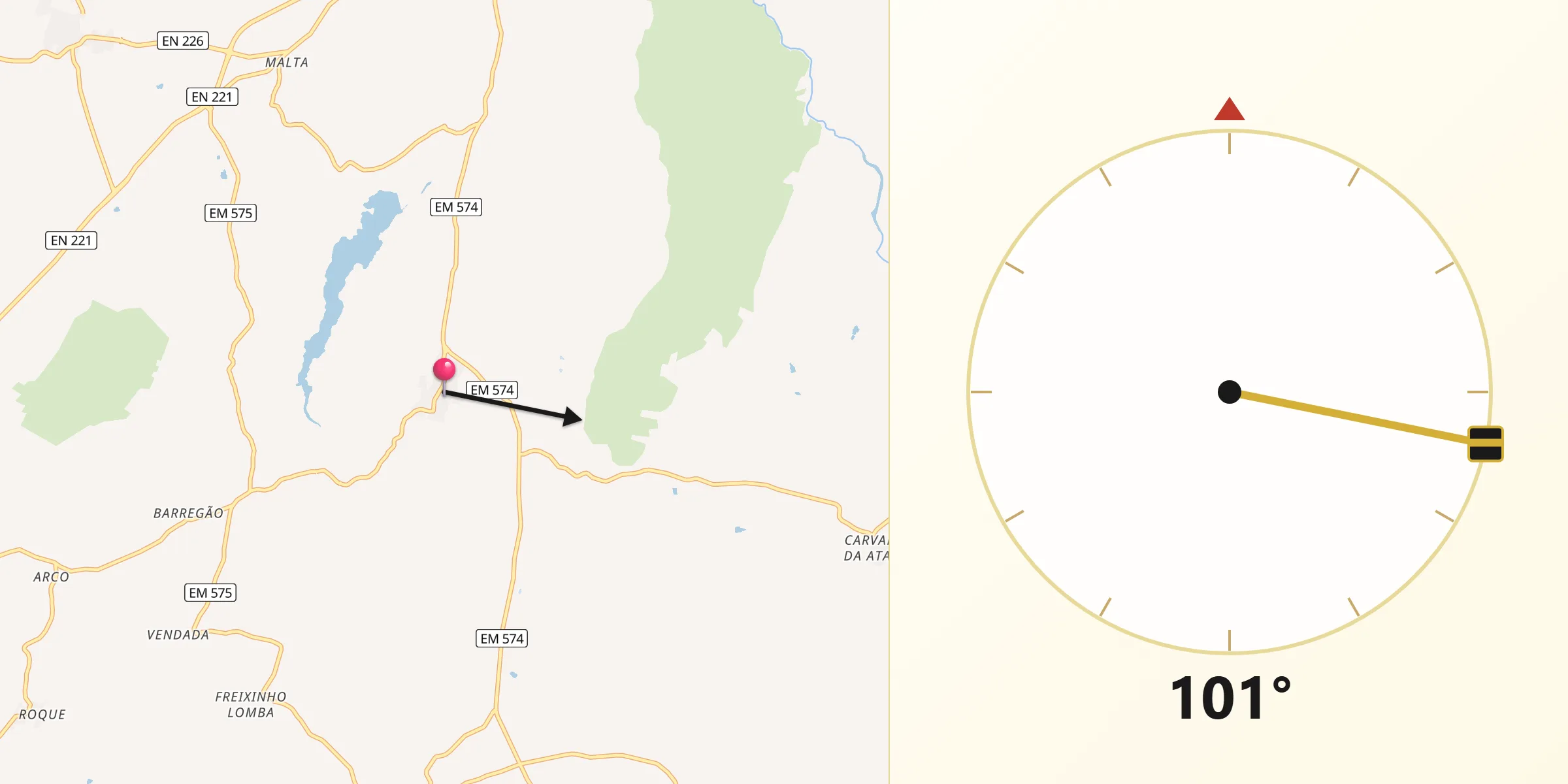 Direção da Qibla a partir de Manigoto