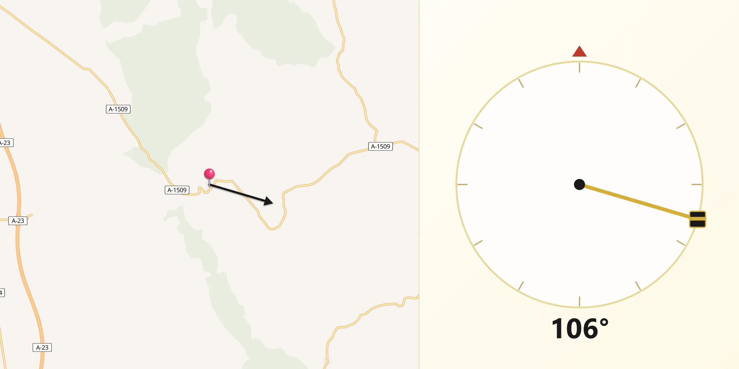 Dirección de la Qibla desde Bueña
