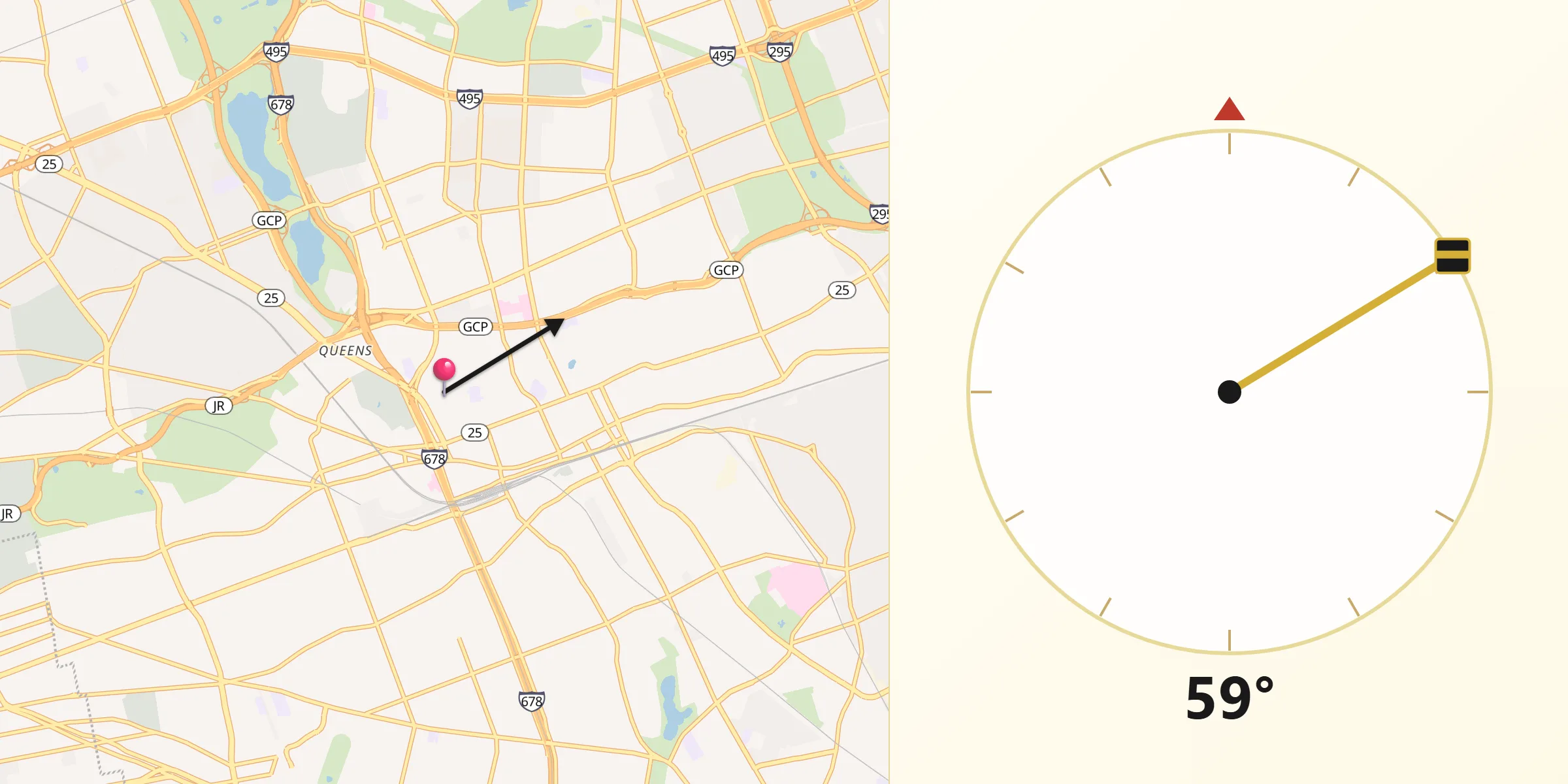 Qibla Direction from Briarwood