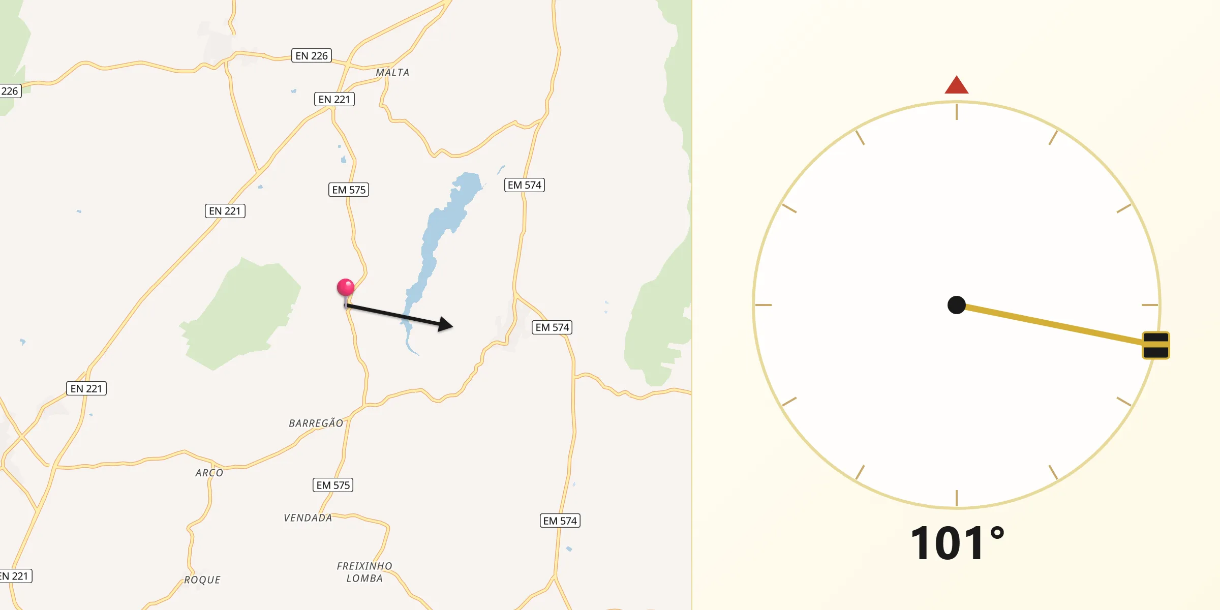 Direção da Qibla a partir de Lameiras