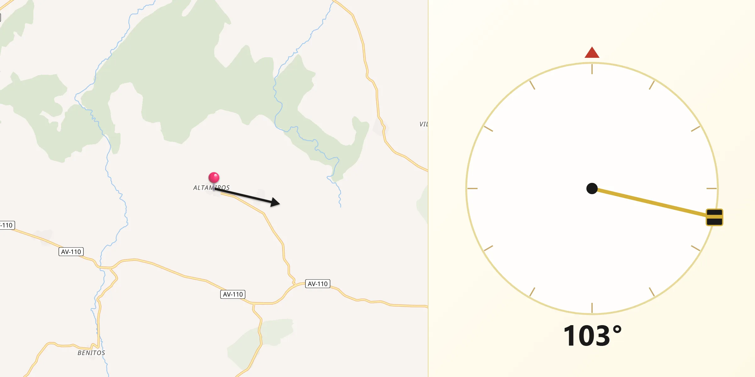 Dirección de la Qibla desde Gallegos de Altamiros