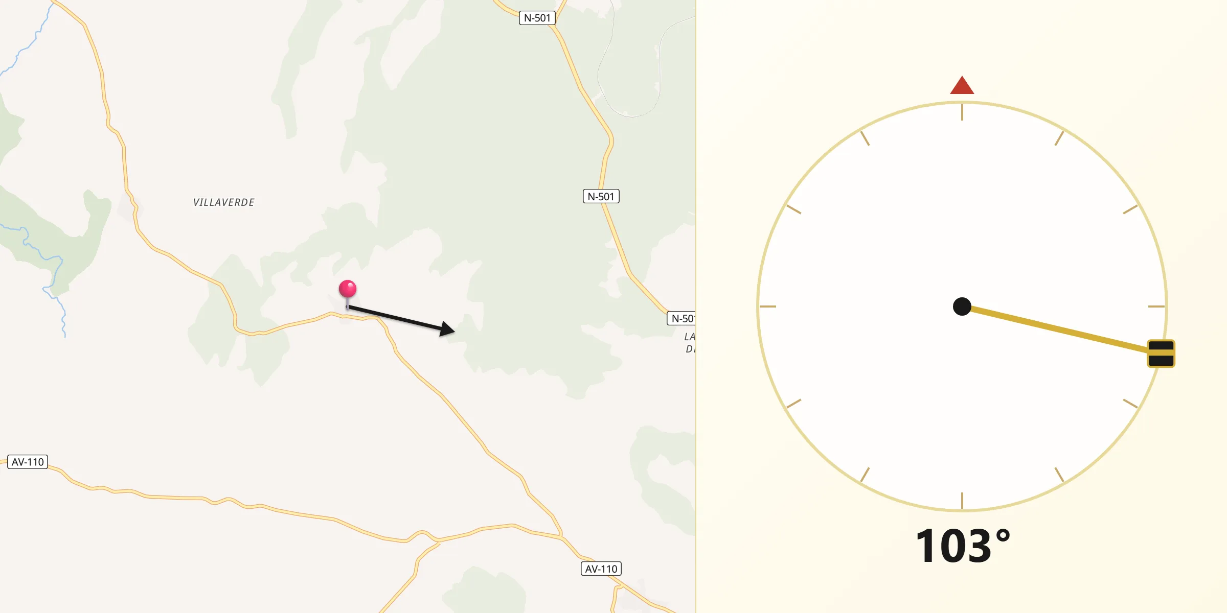 Dirección de la Qibla desde Marlín