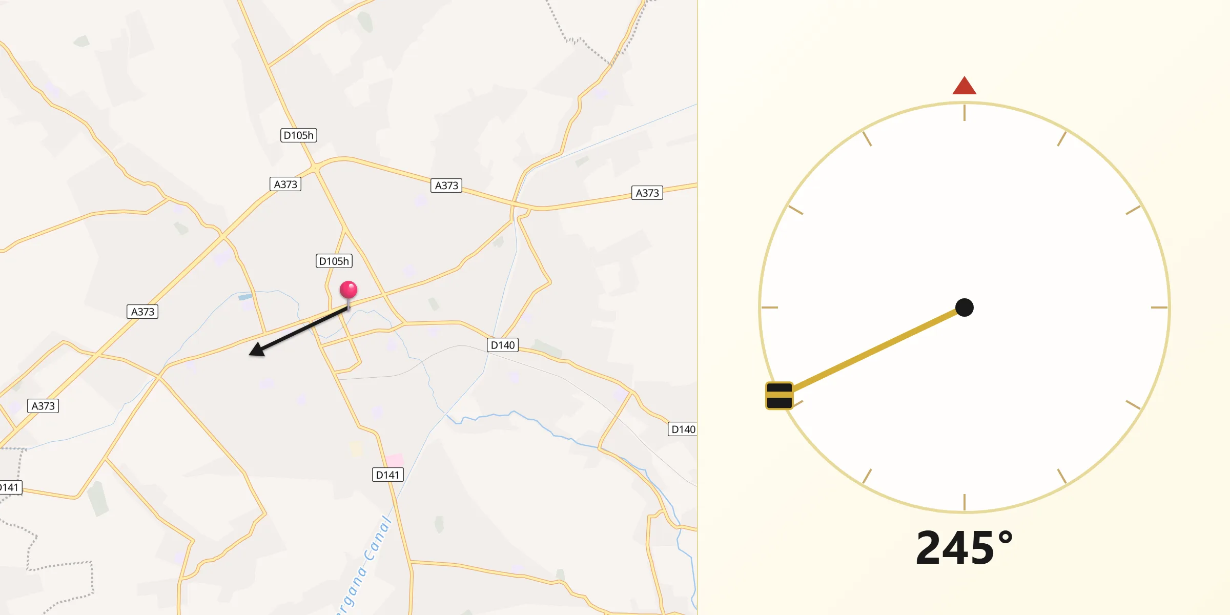 Direction vers la Qibla depuis Shahrixon