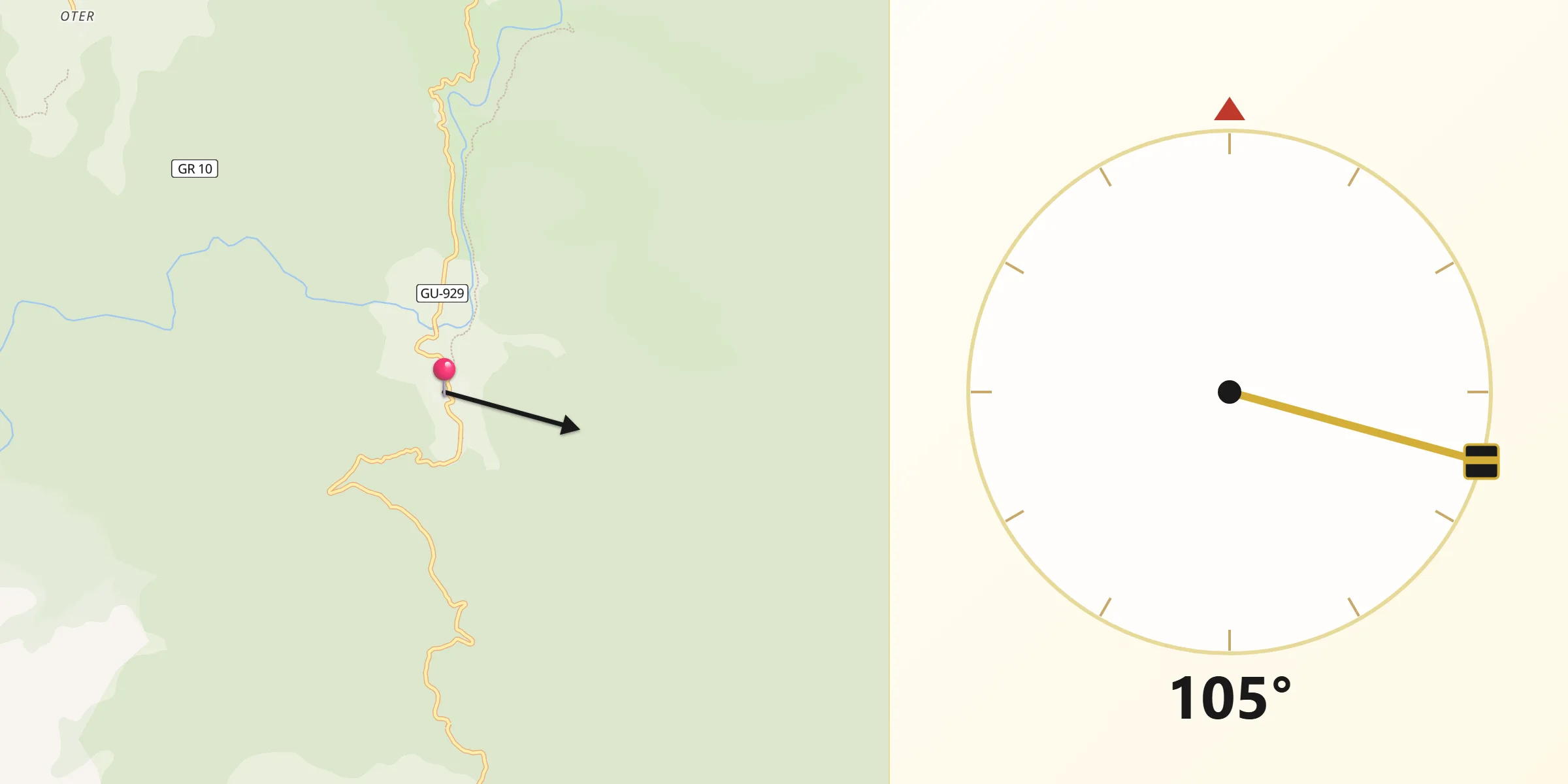 Dirección de la Qibla desde Valtablado del Río