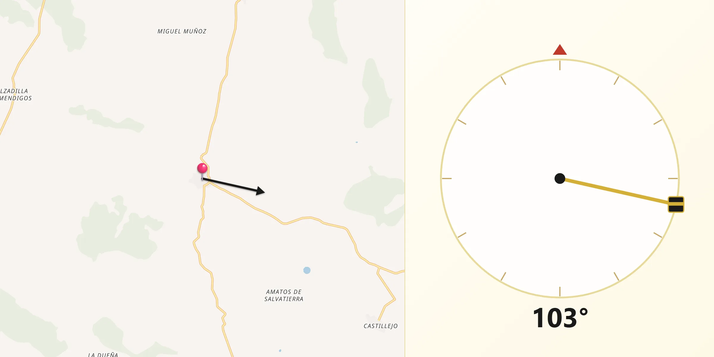 Dirección de la Qibla desde Pedrosillo de los Aires