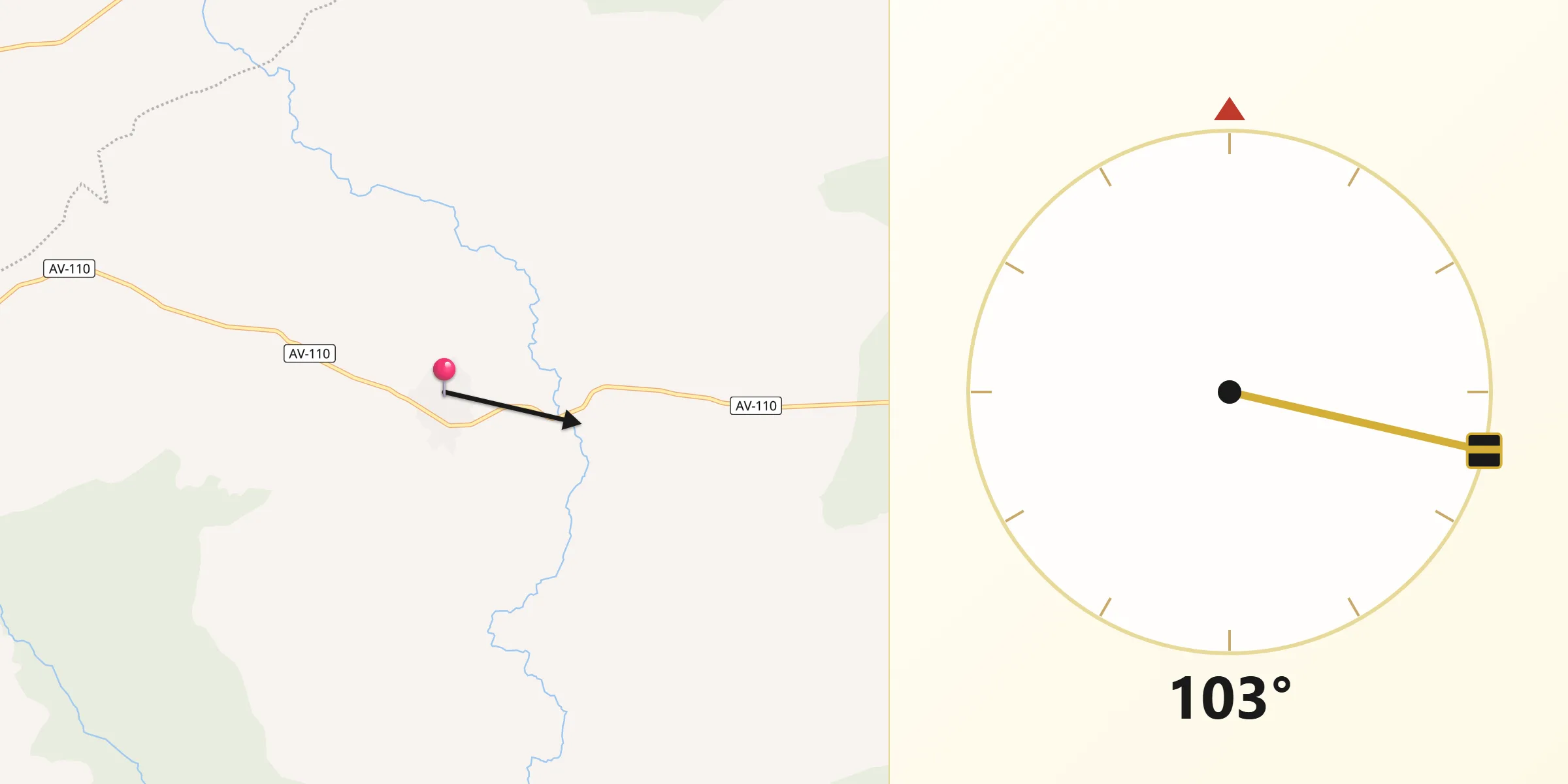 Dirección de la Qibla desde Cabezas del Villar