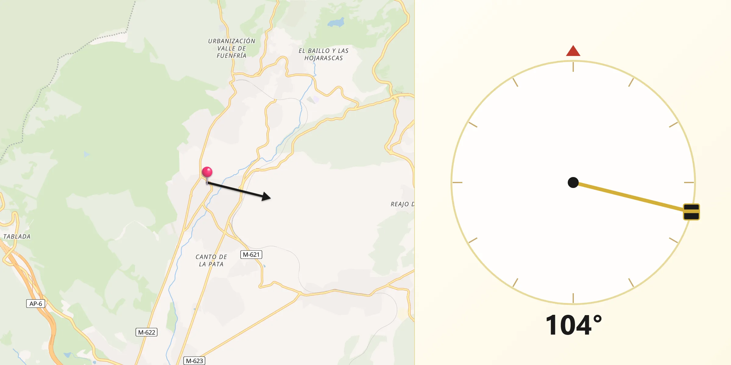 Dirección de la Qibla desde Los Molinos