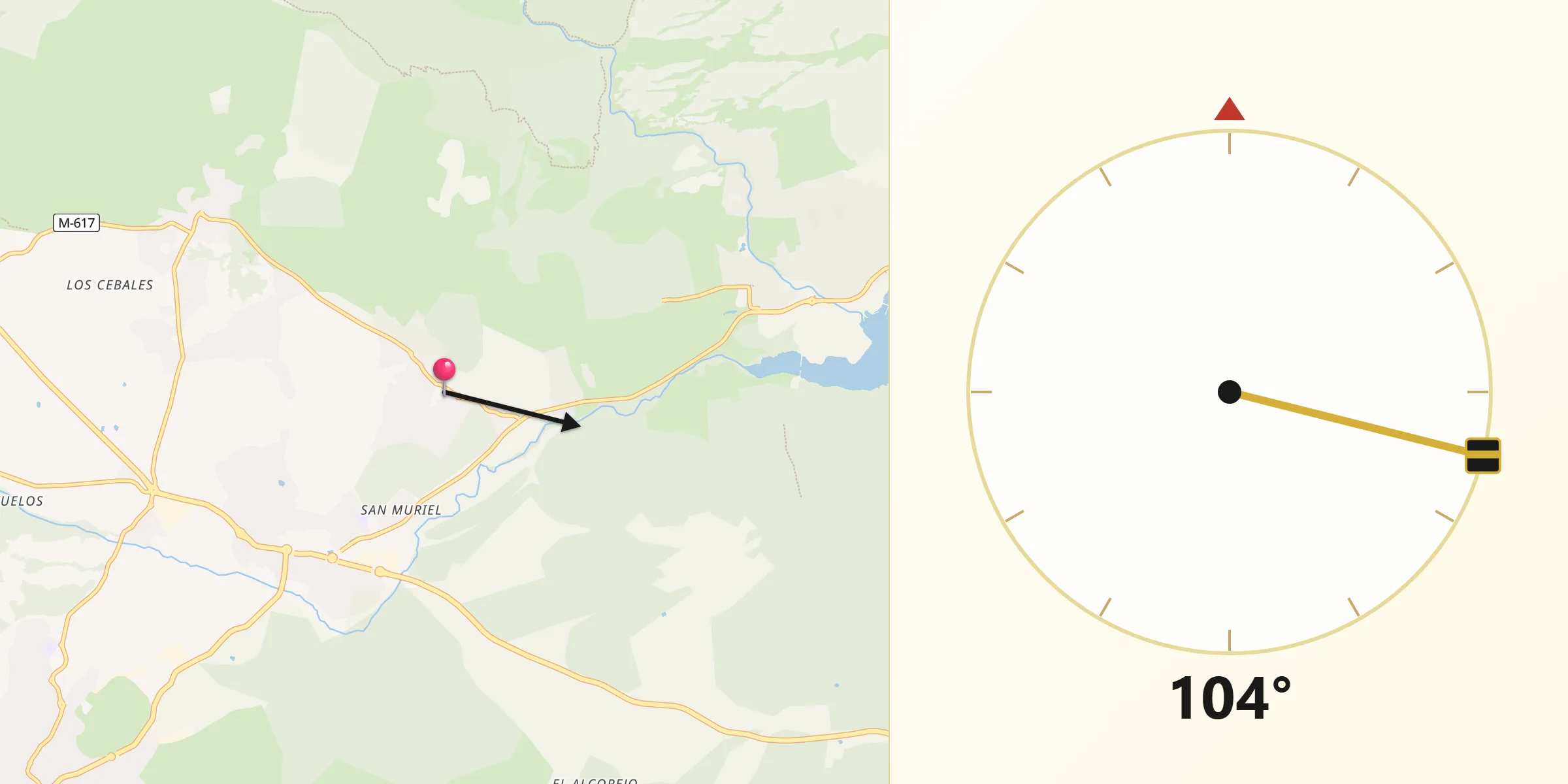 Dirección de la Qibla desde Boalo