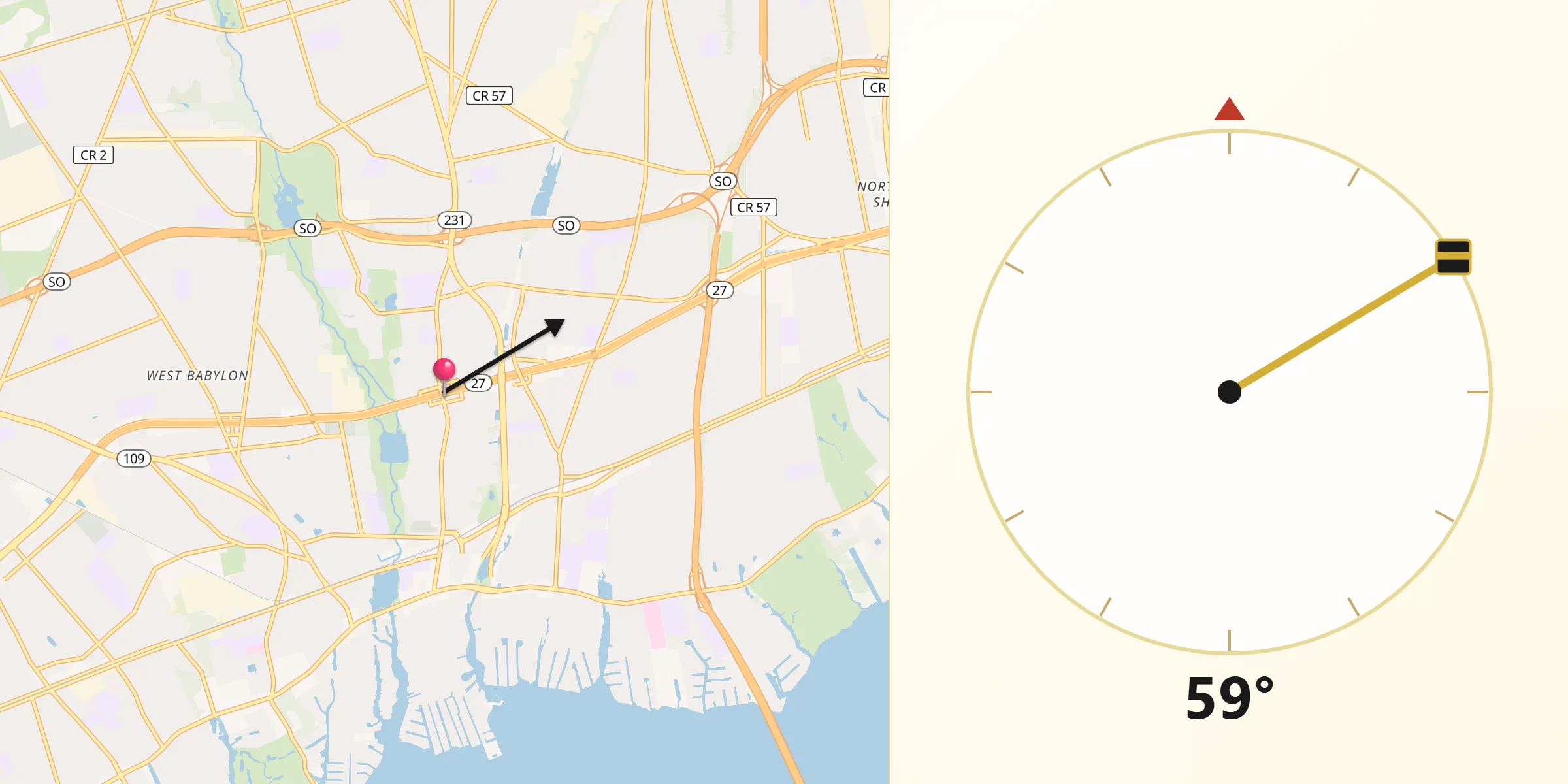 Qibla Direction from North Babylon