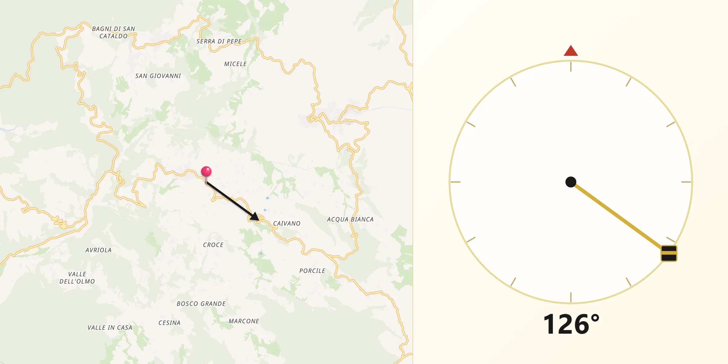 Direzione della Qibla da Ruoti