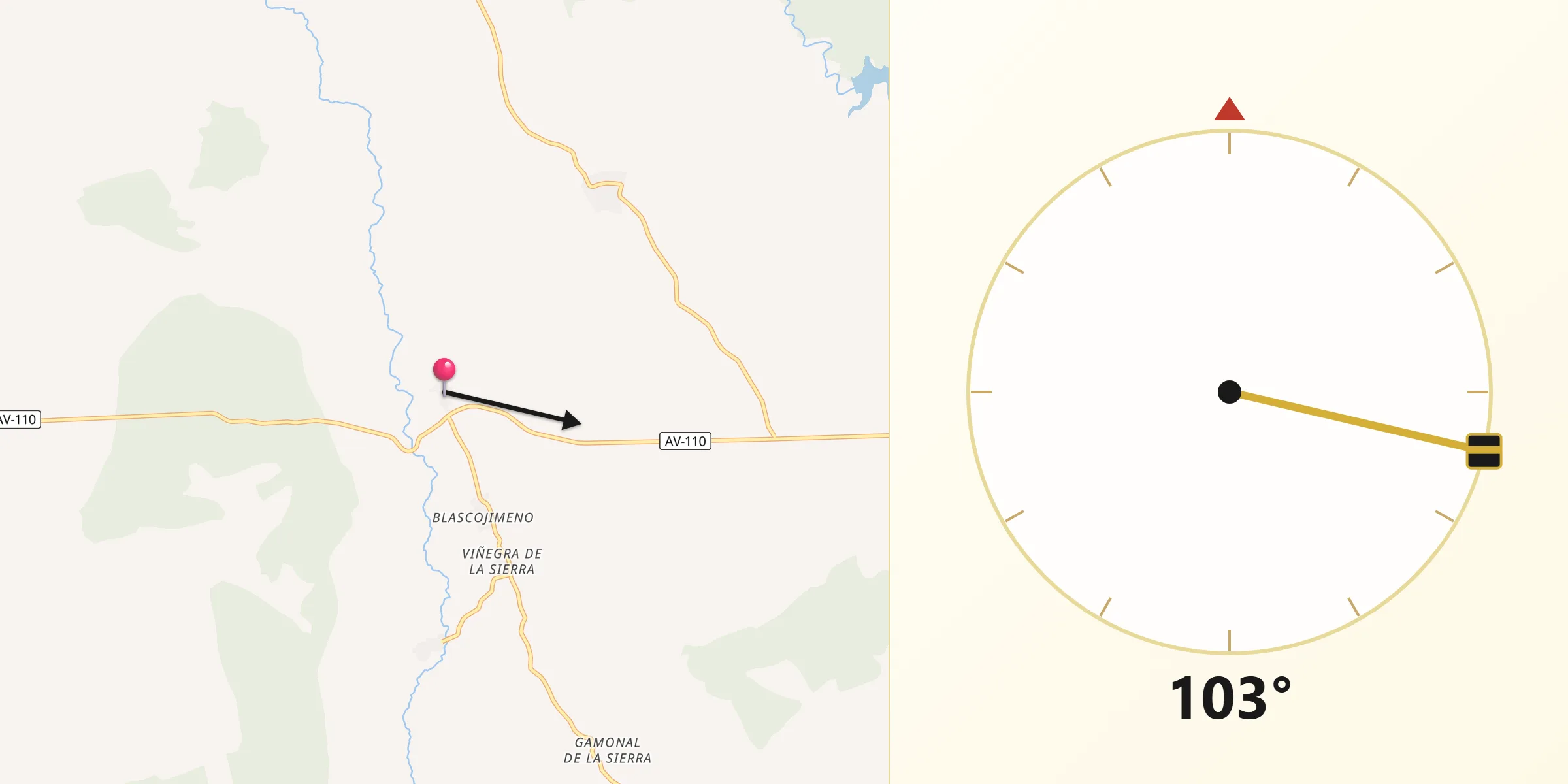Dirección de la Qibla desde Gallegos de Sobrinos