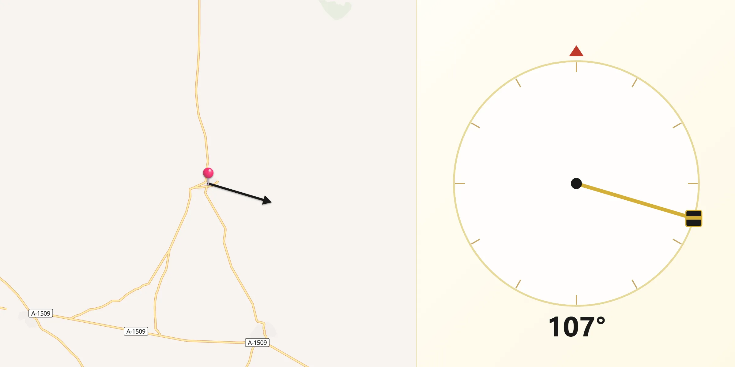Dirección de la Qibla desde Lidón