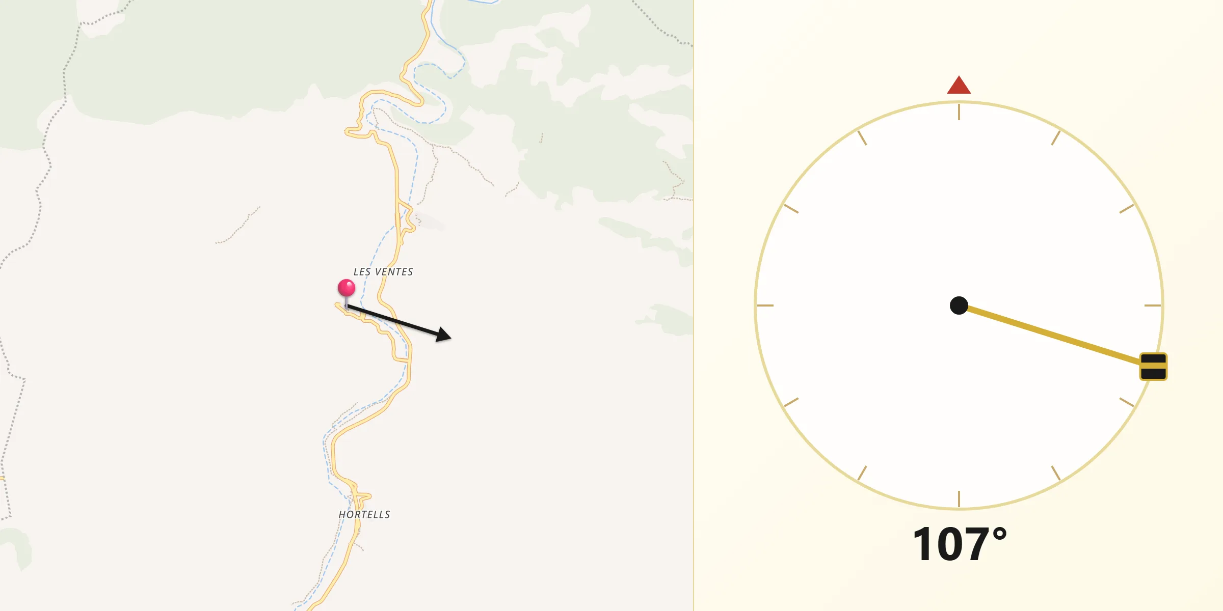 Dirección de la Qibla desde Palanques