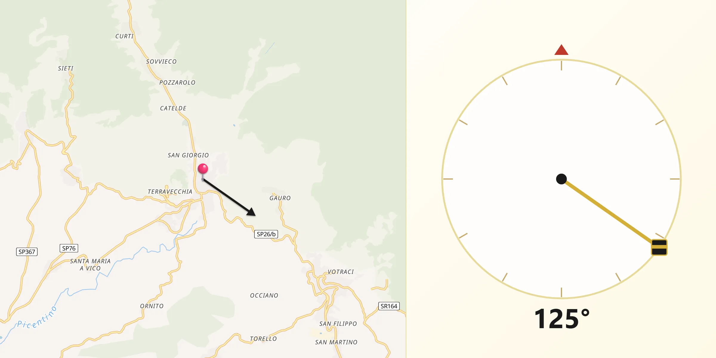 Direzione della Qibla da Giffoni Valle Piana