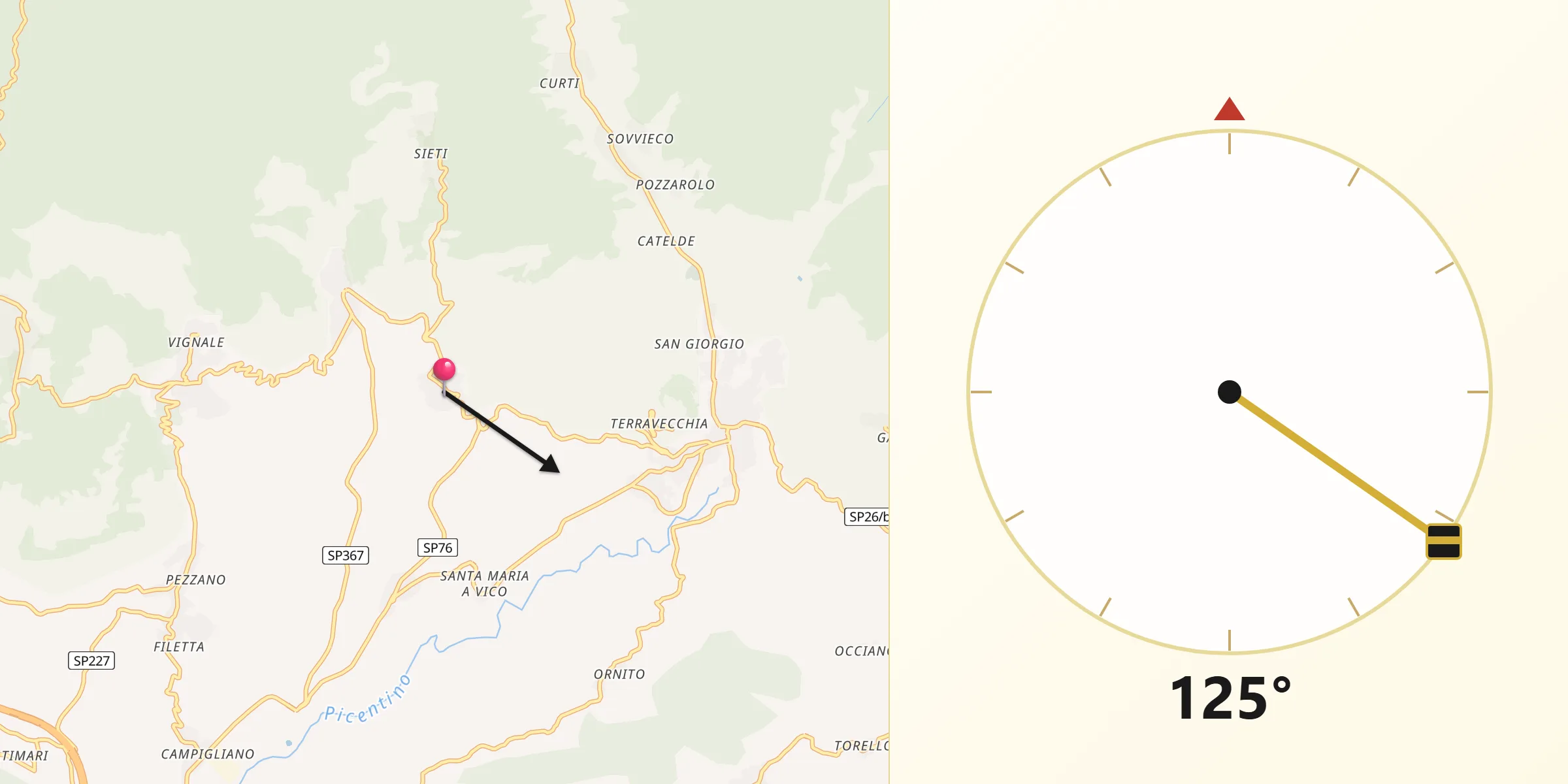 Direzione della Qibla da Capitignano