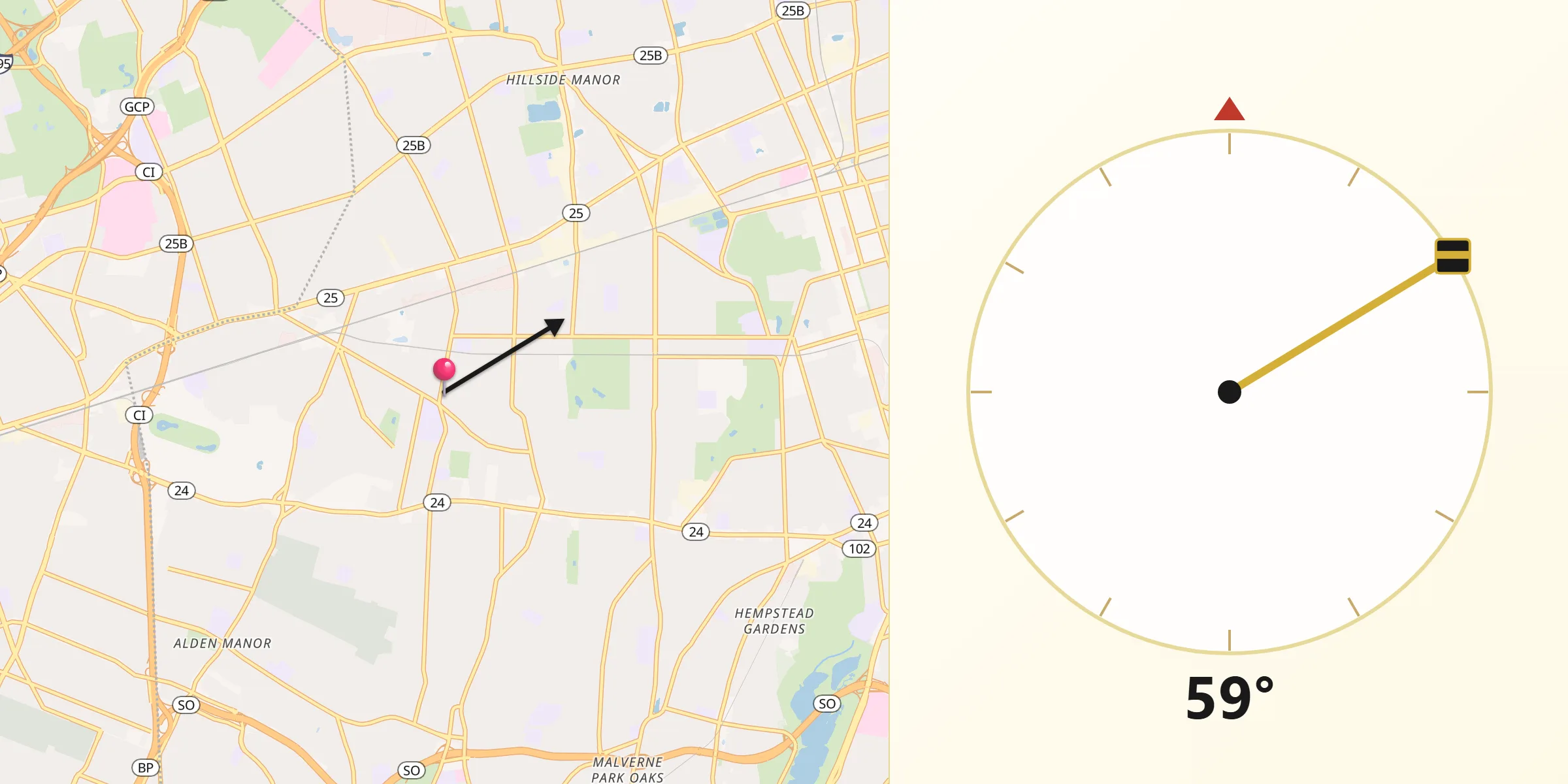 Qibla Direction from Stewart Manor