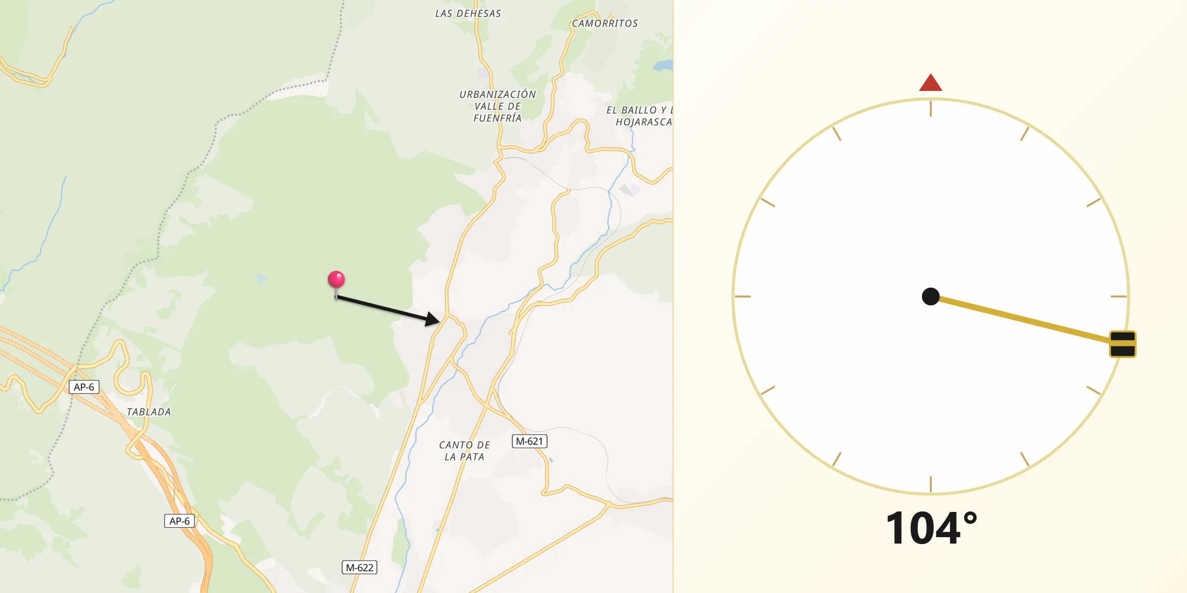 Dirección de la Qibla desde Molinos Los