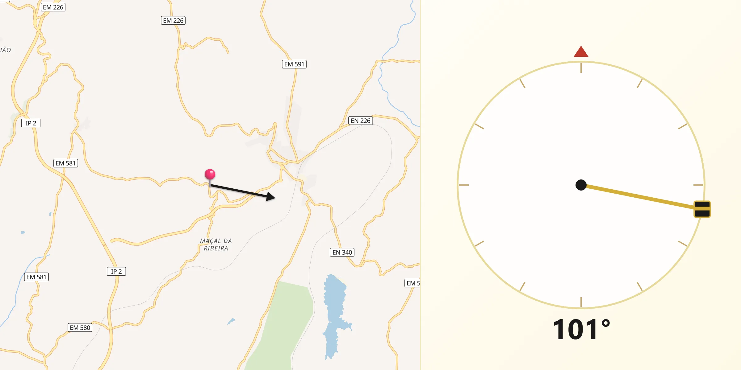 Direção da Qibla a partir de Vilares