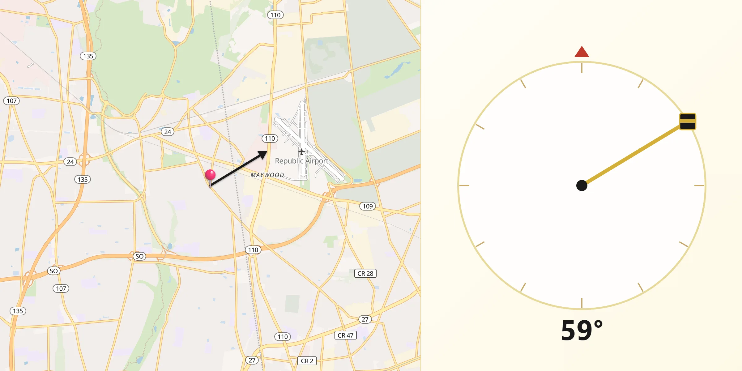 Qibla Direction from South Farmingdale