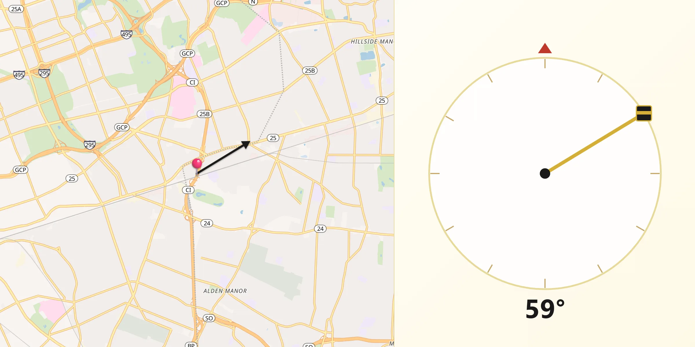 Qibla Direction from Bellerose Terrace