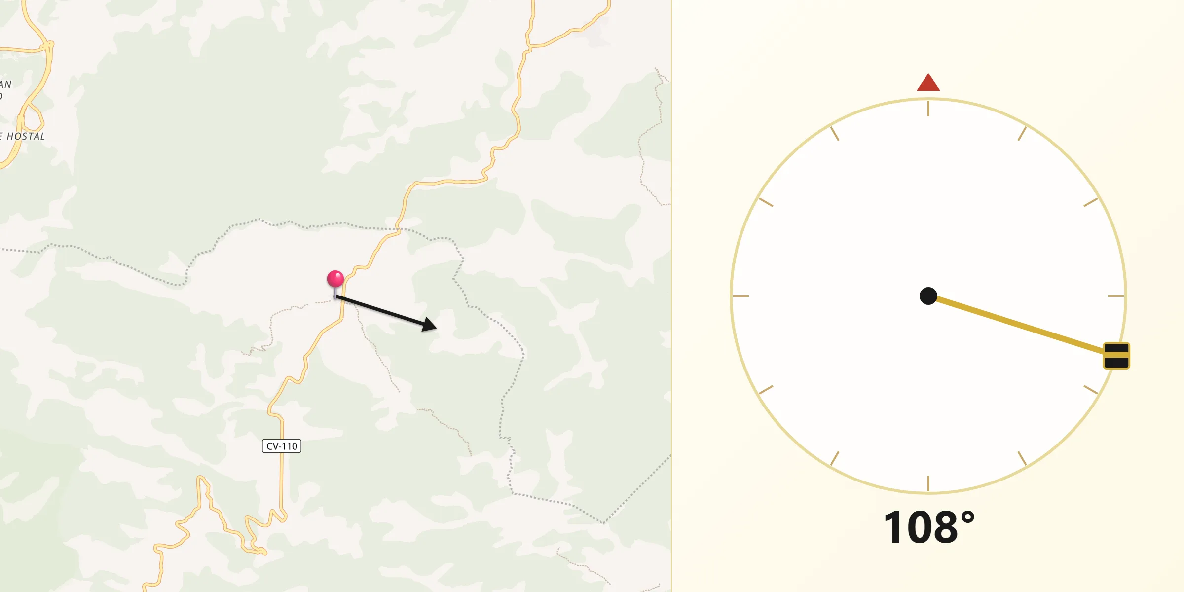 Dirección de la Qibla desde Herbés