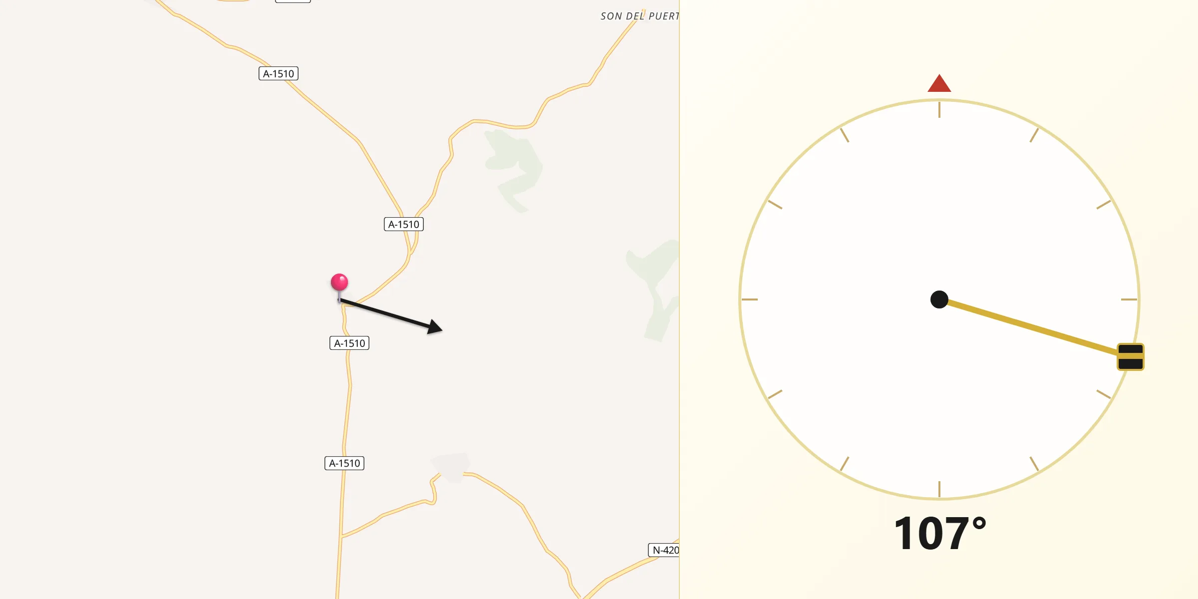Dirección de la Qibla desde Rillo