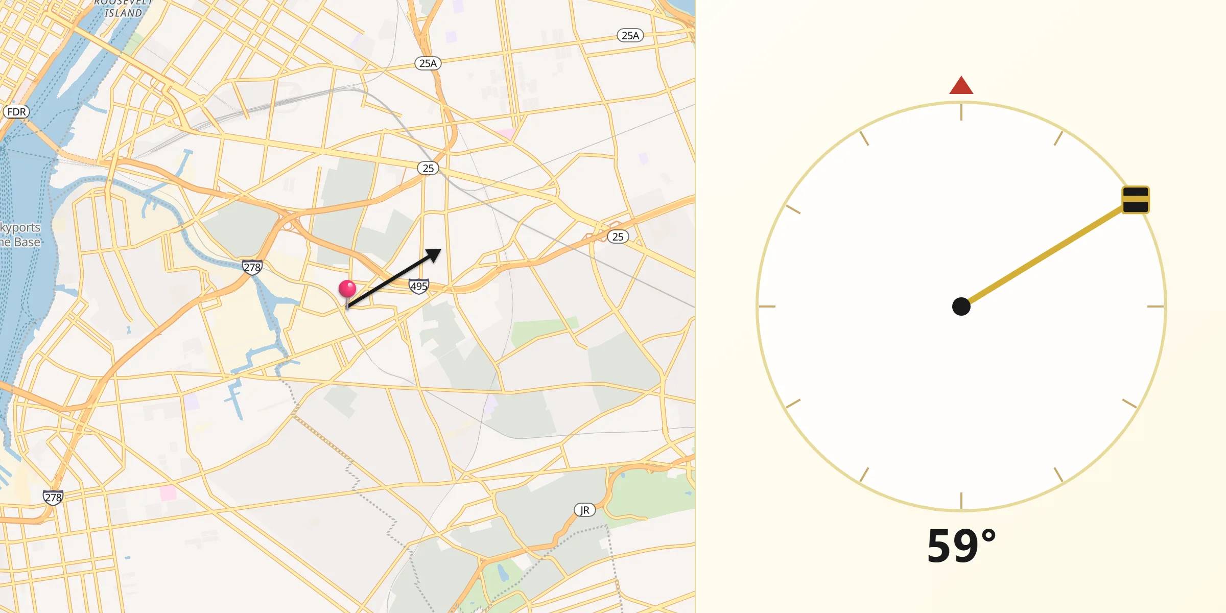 Qibla Direction from Maspeth