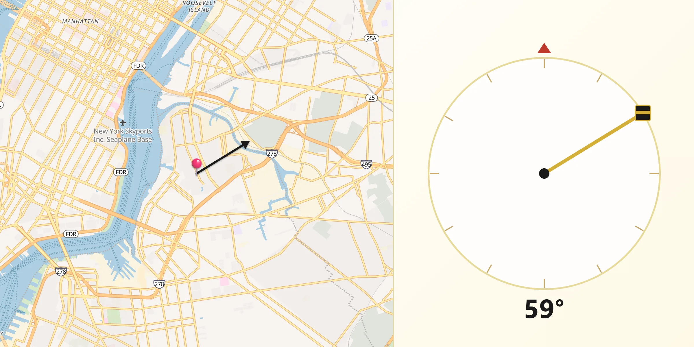 Qibla Direction from Greenpoint