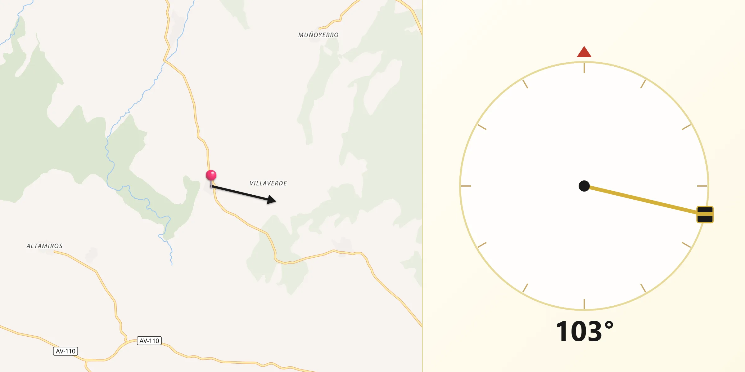 Dirección de la Qibla desde Bularros