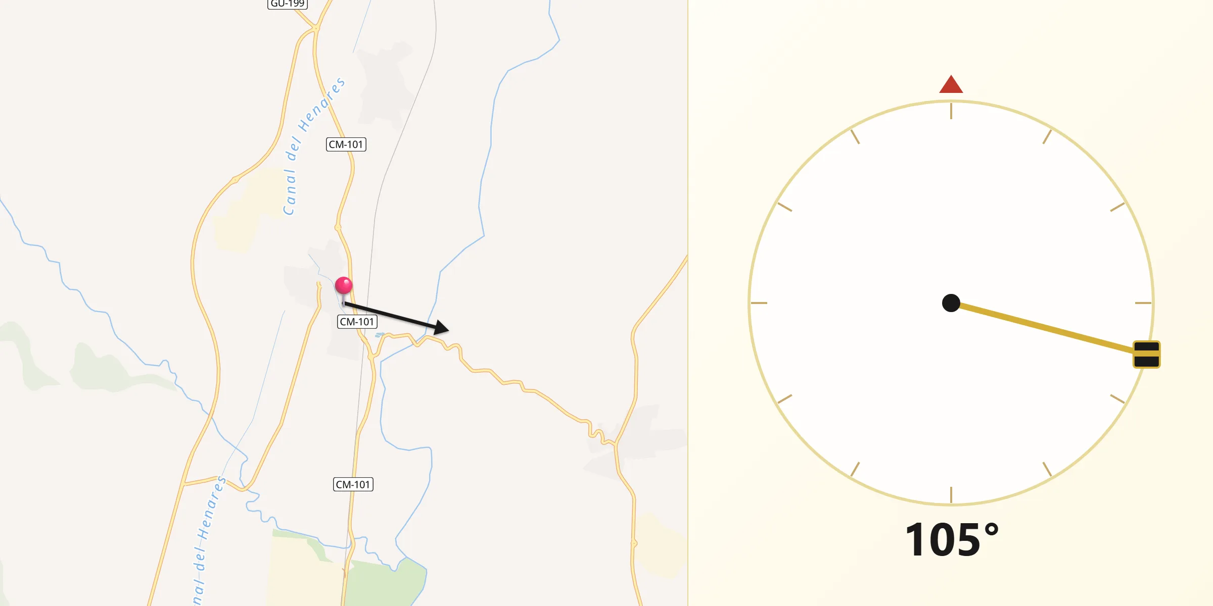 Dirección de la Qibla desde Fontanar