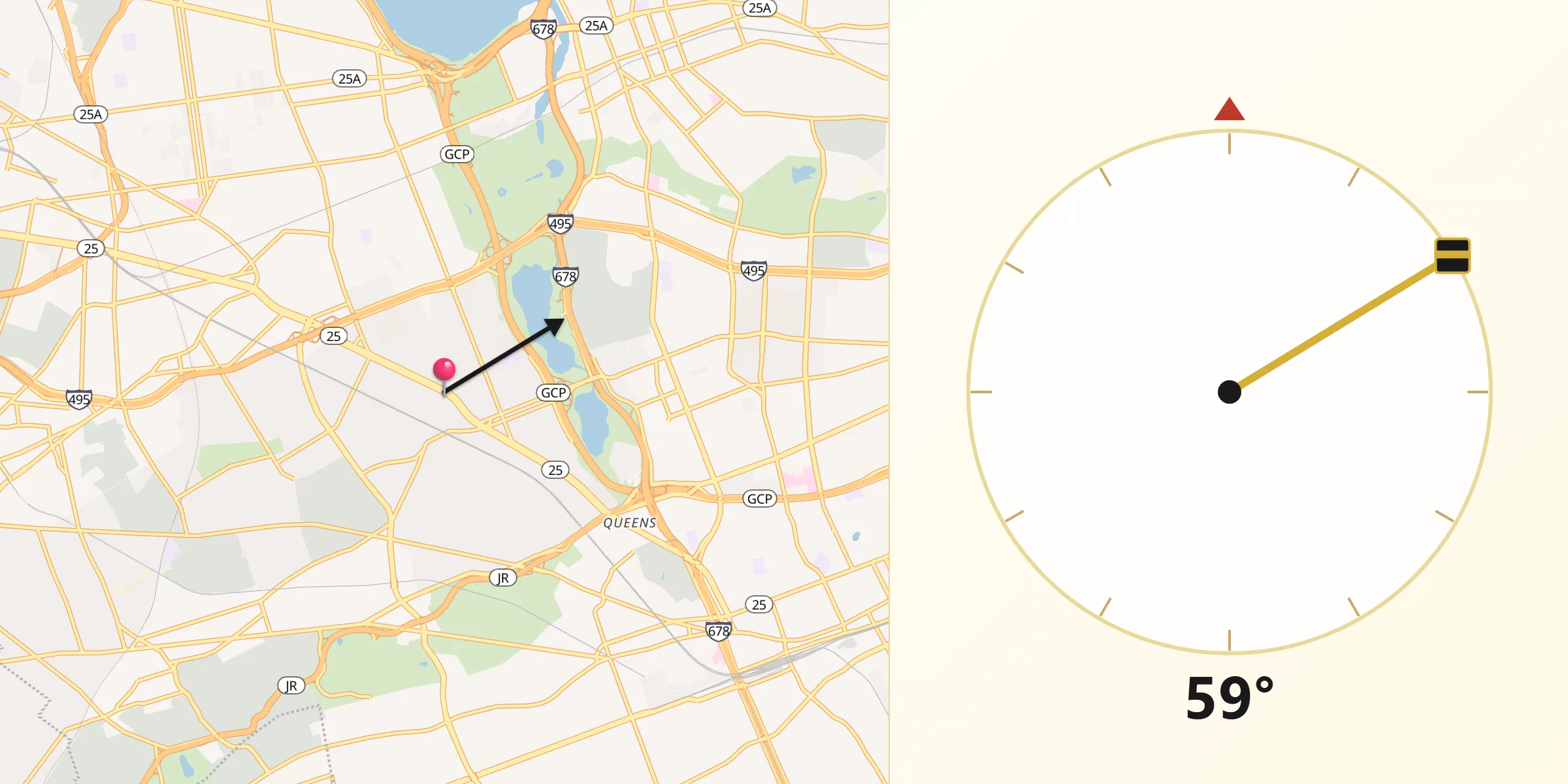 Qibla Direction from Rego Park