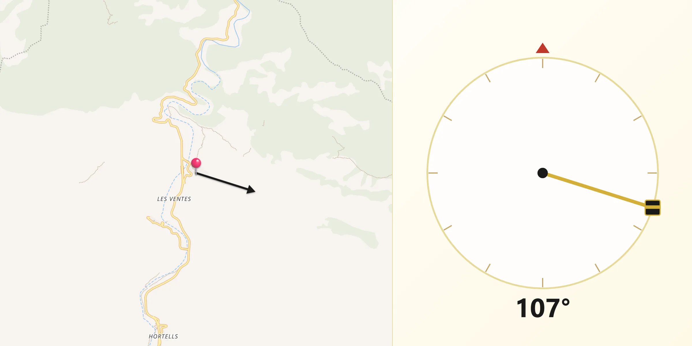 Dirección de la Qibla desde Zorita del Maestrazgo