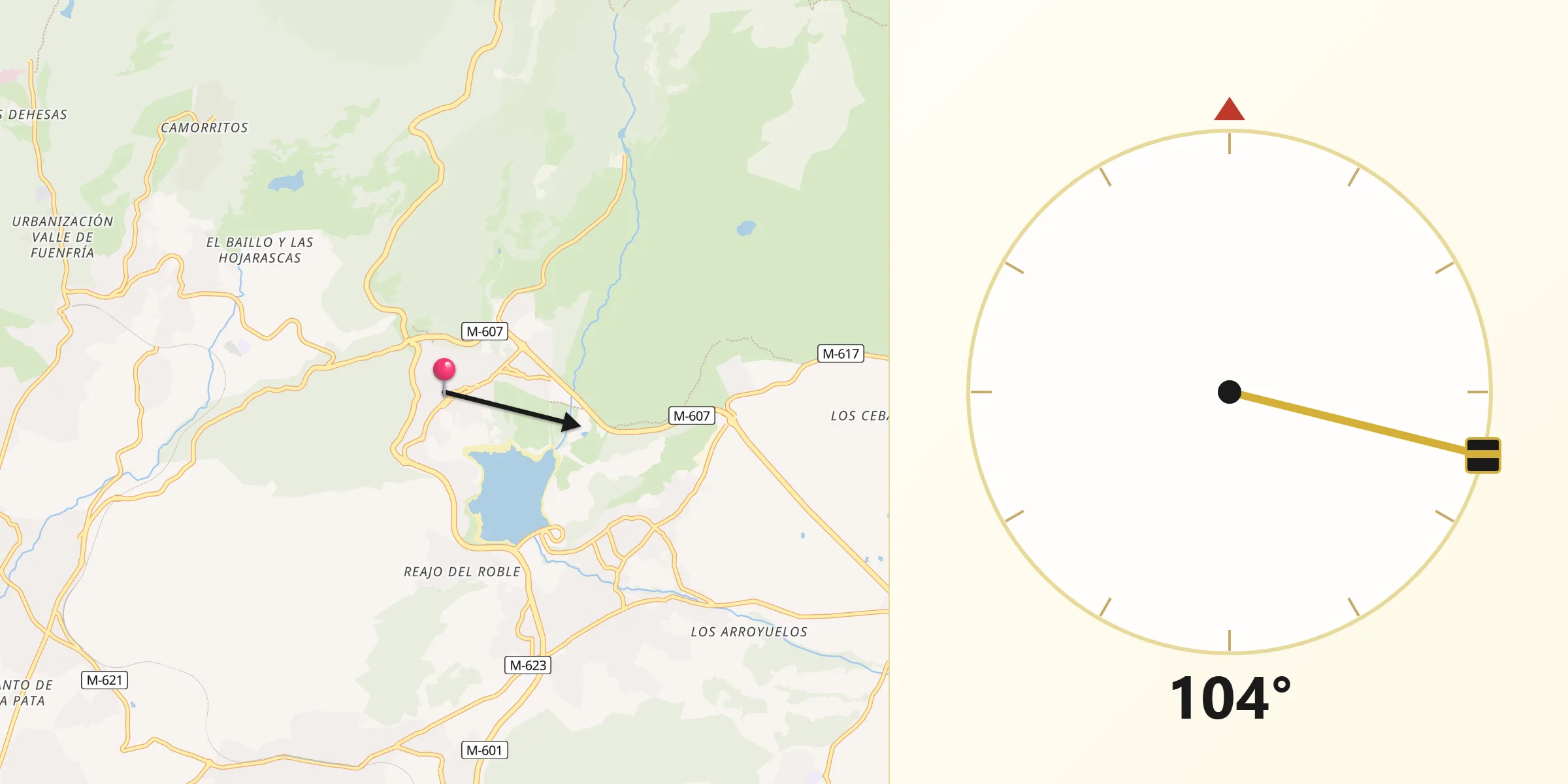 Dirección de la Qibla desde Navacerrada
