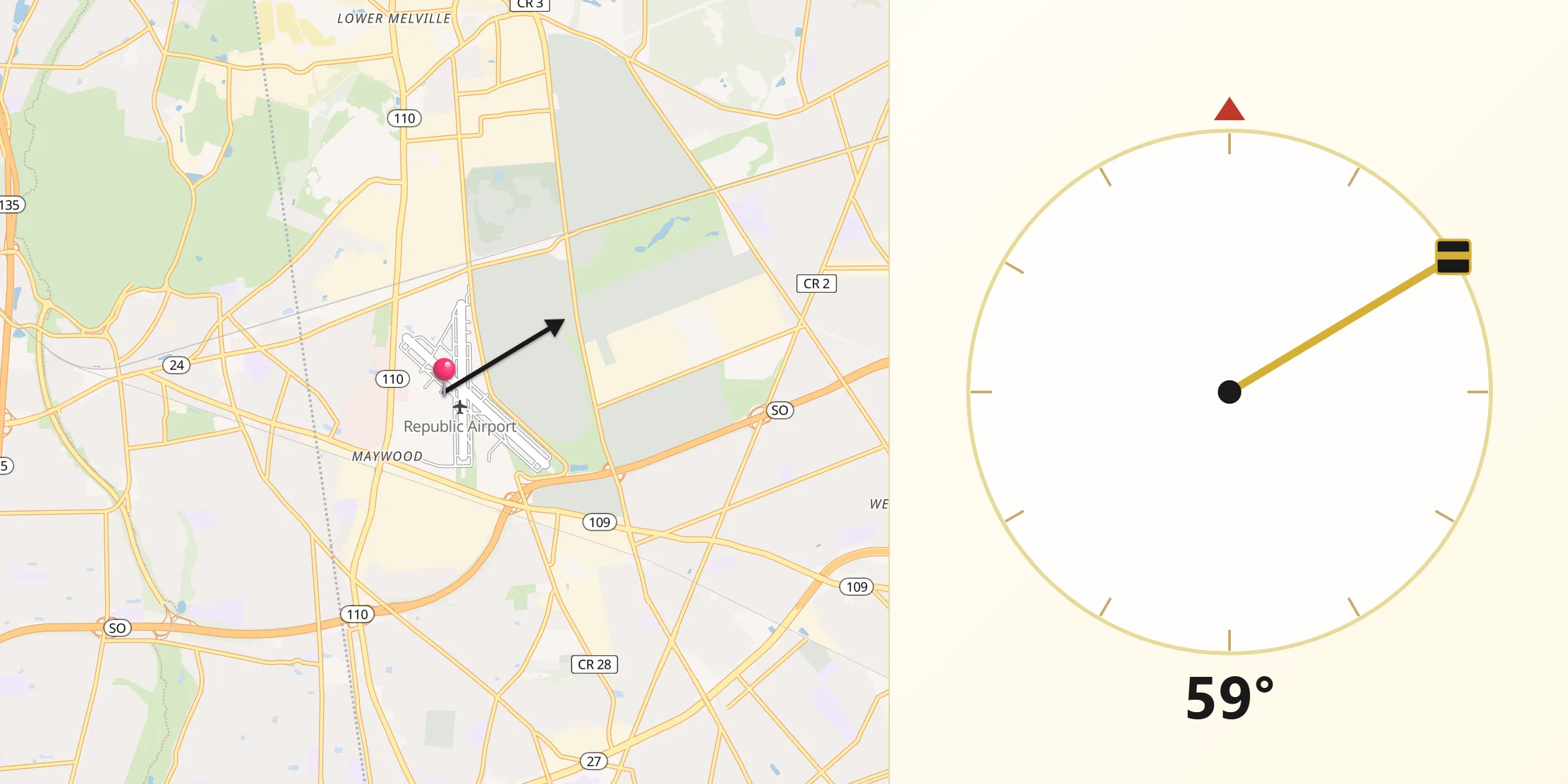 Qibla Direction from East Farmingdale