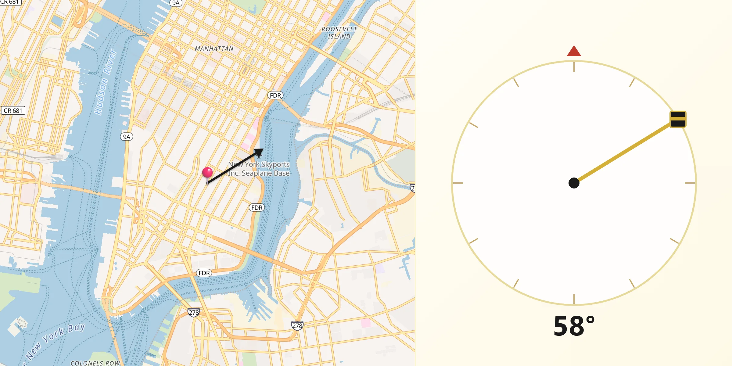 Qibla Direction from East Village
