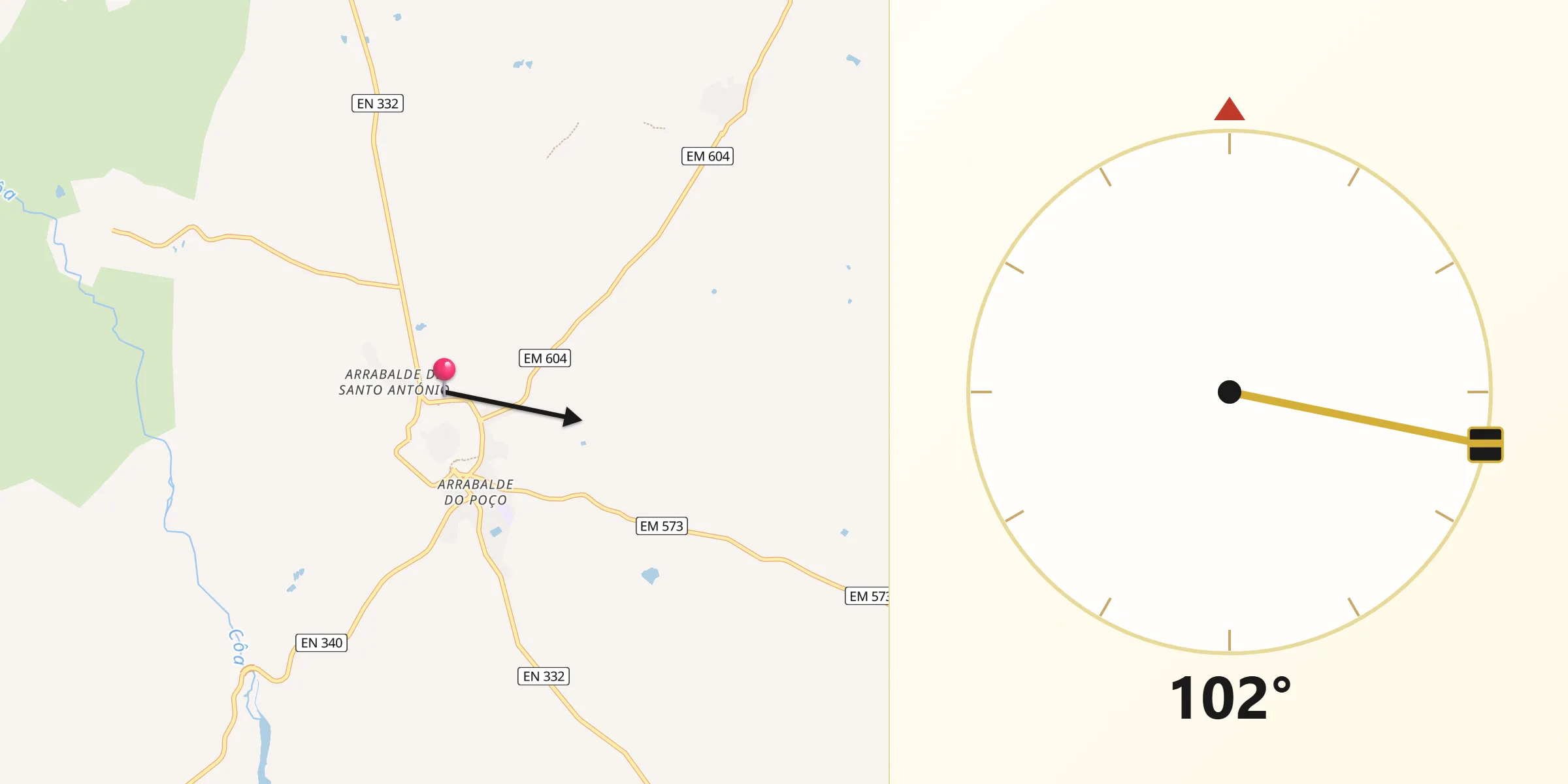 Direção da Qibla a partir de Almeida