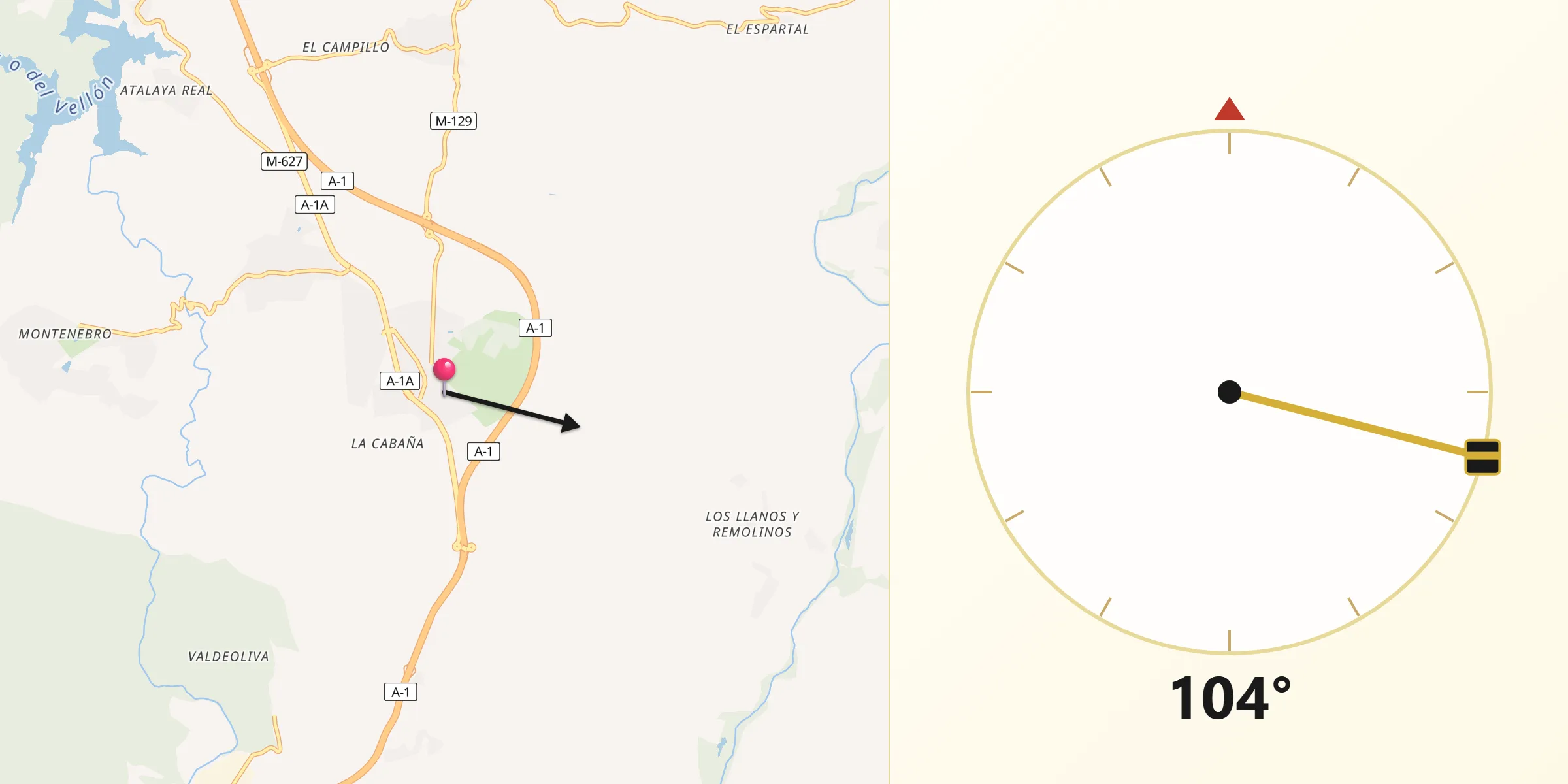 Dirección de la Qibla desde El Molar