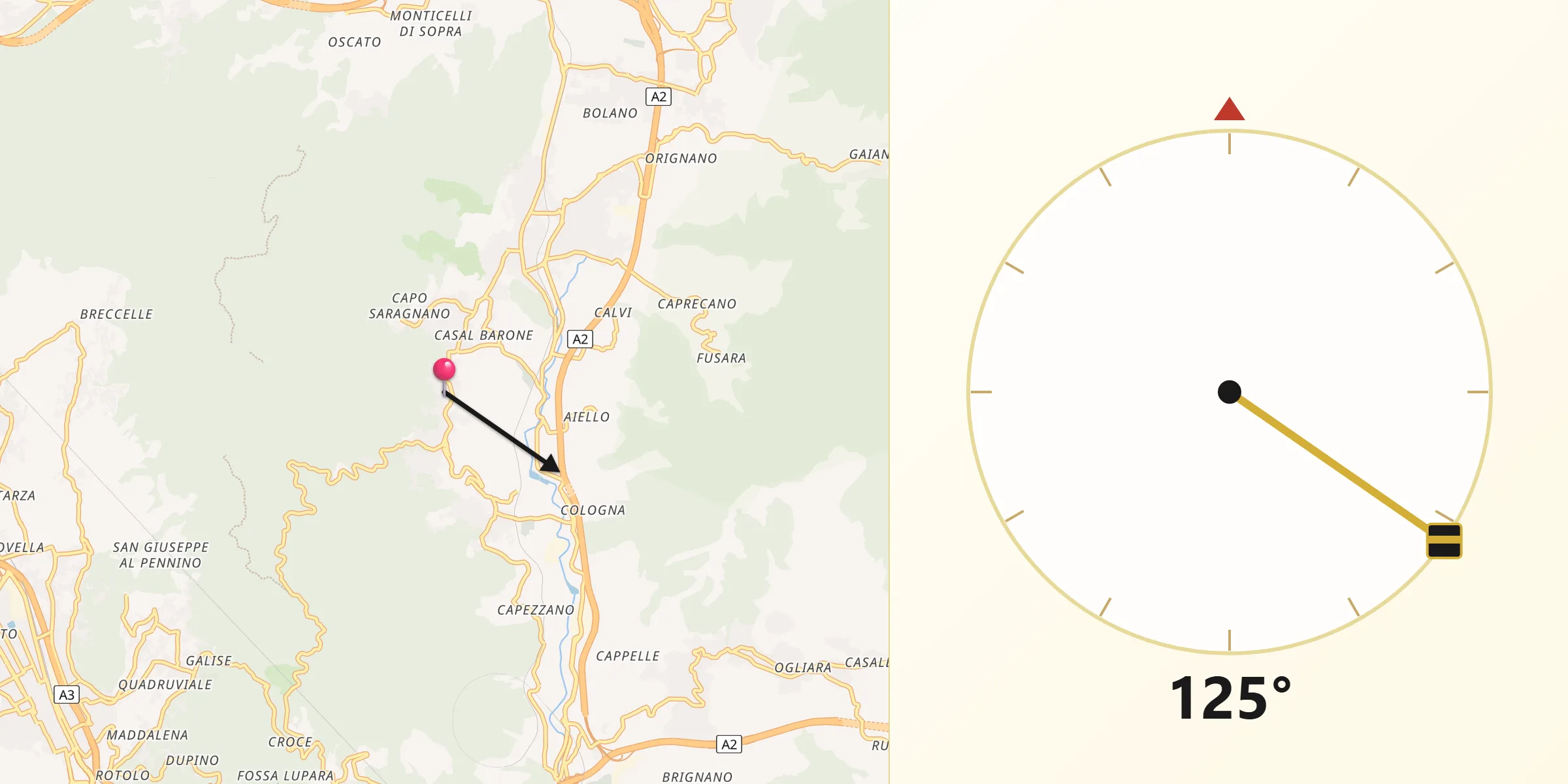 Direzione della Qibla da Capriglia
