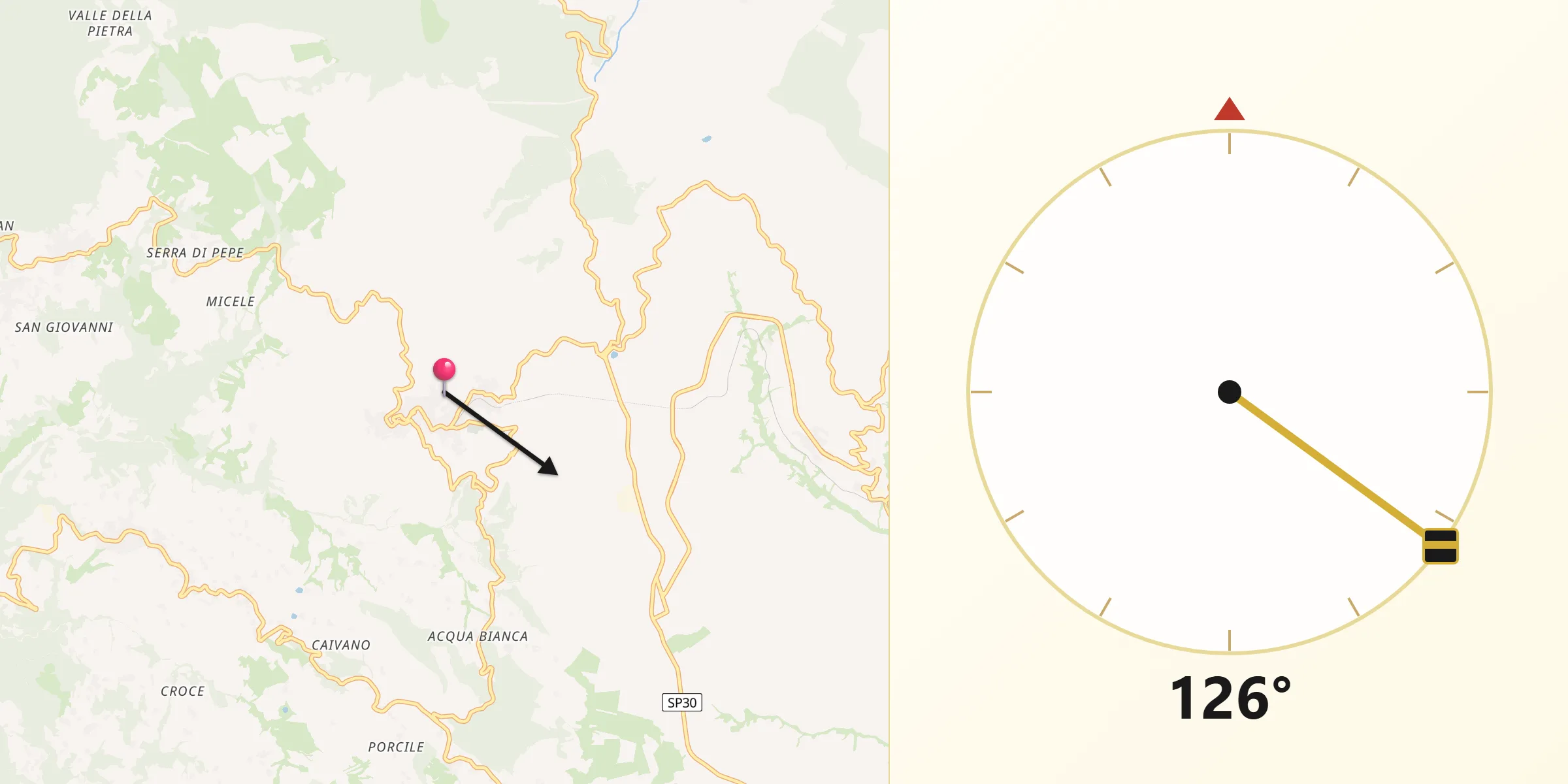 Direzione della Qibla da Avigliano