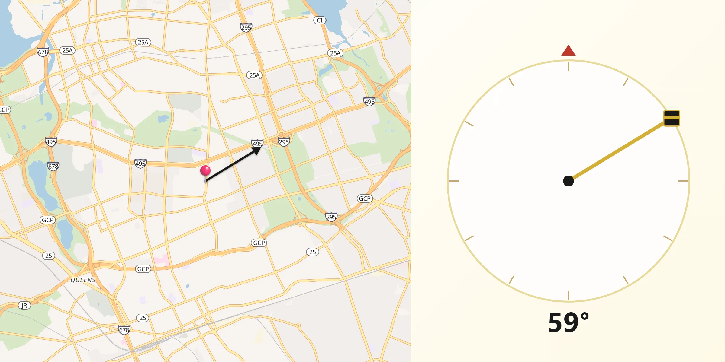 Qibla Direction from Fresh Meadows
