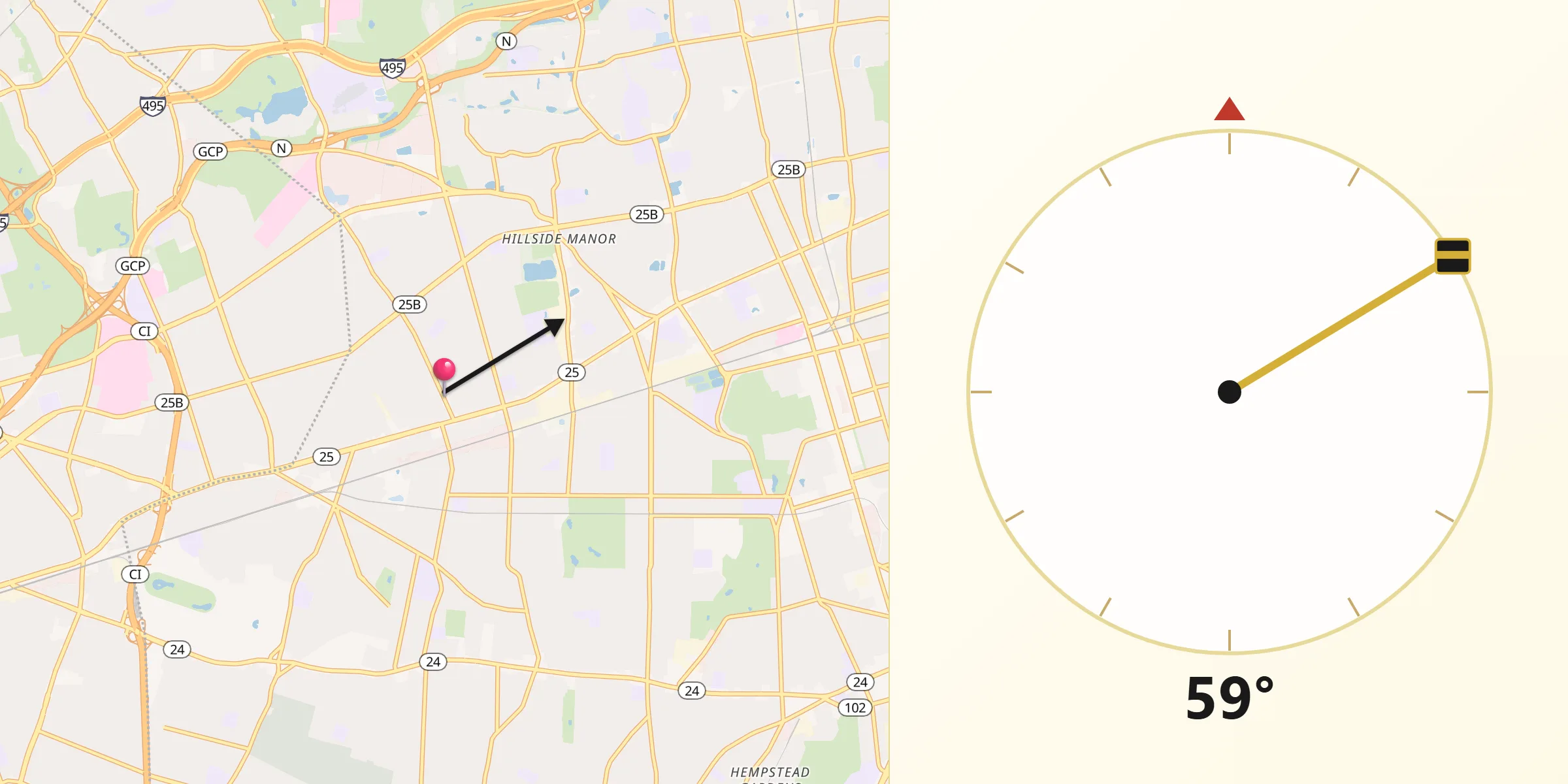 Qibla Direction from New Hyde Park