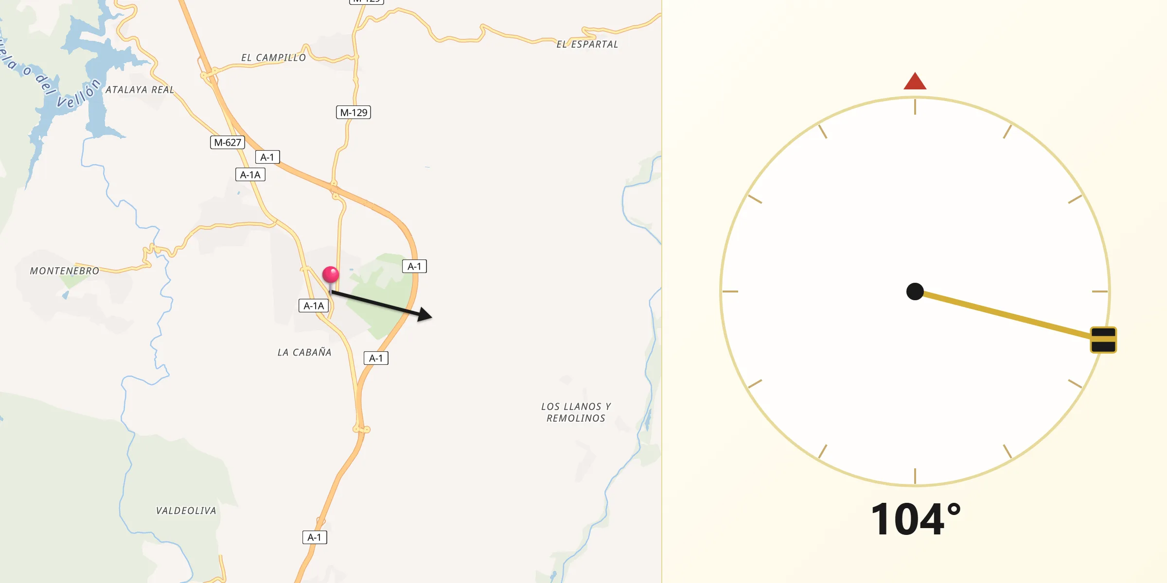 Dirección de la Qibla desde El Molar