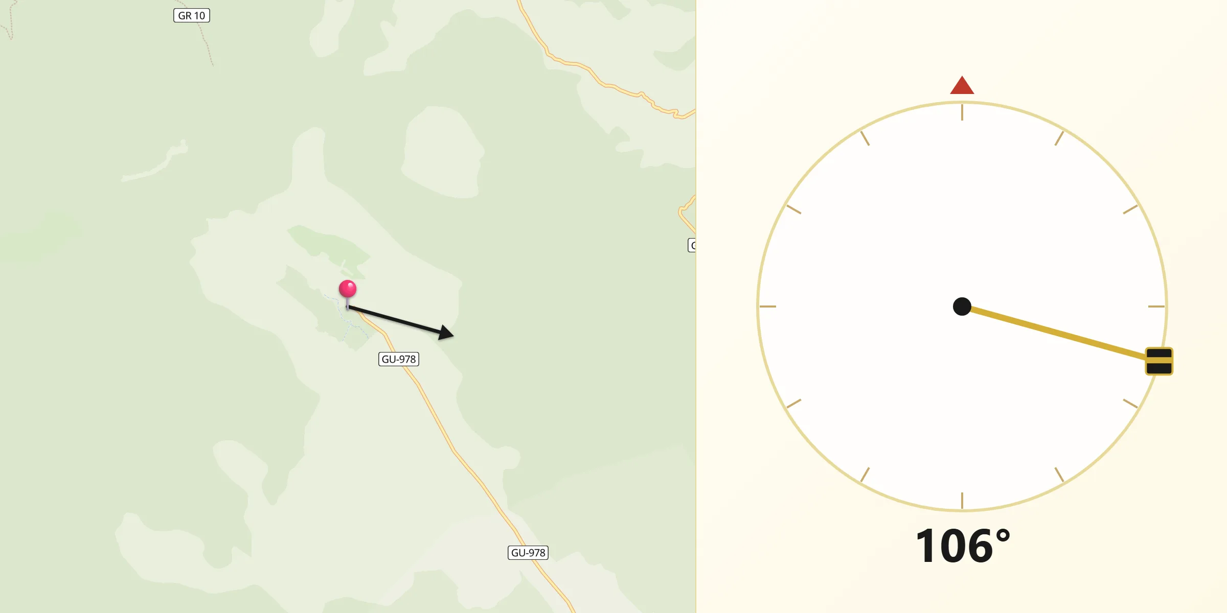 Dirección de la Qibla desde Armallones